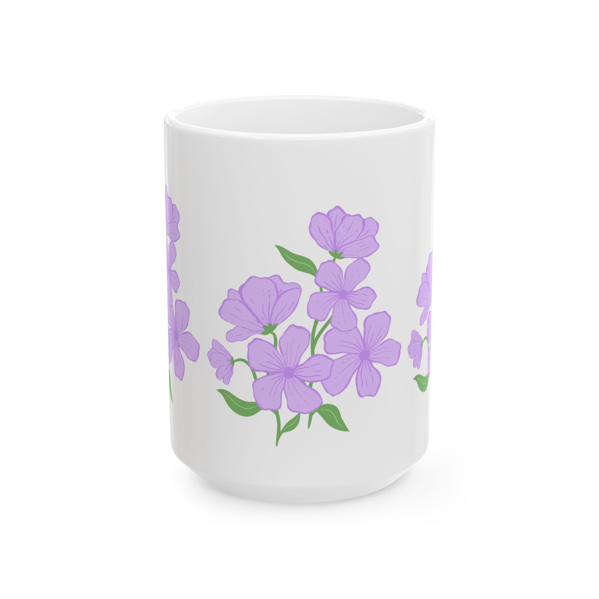 Floral Phlox Ceramic Mug — Purple Flower Coffee Cup (11oz & 15oz)