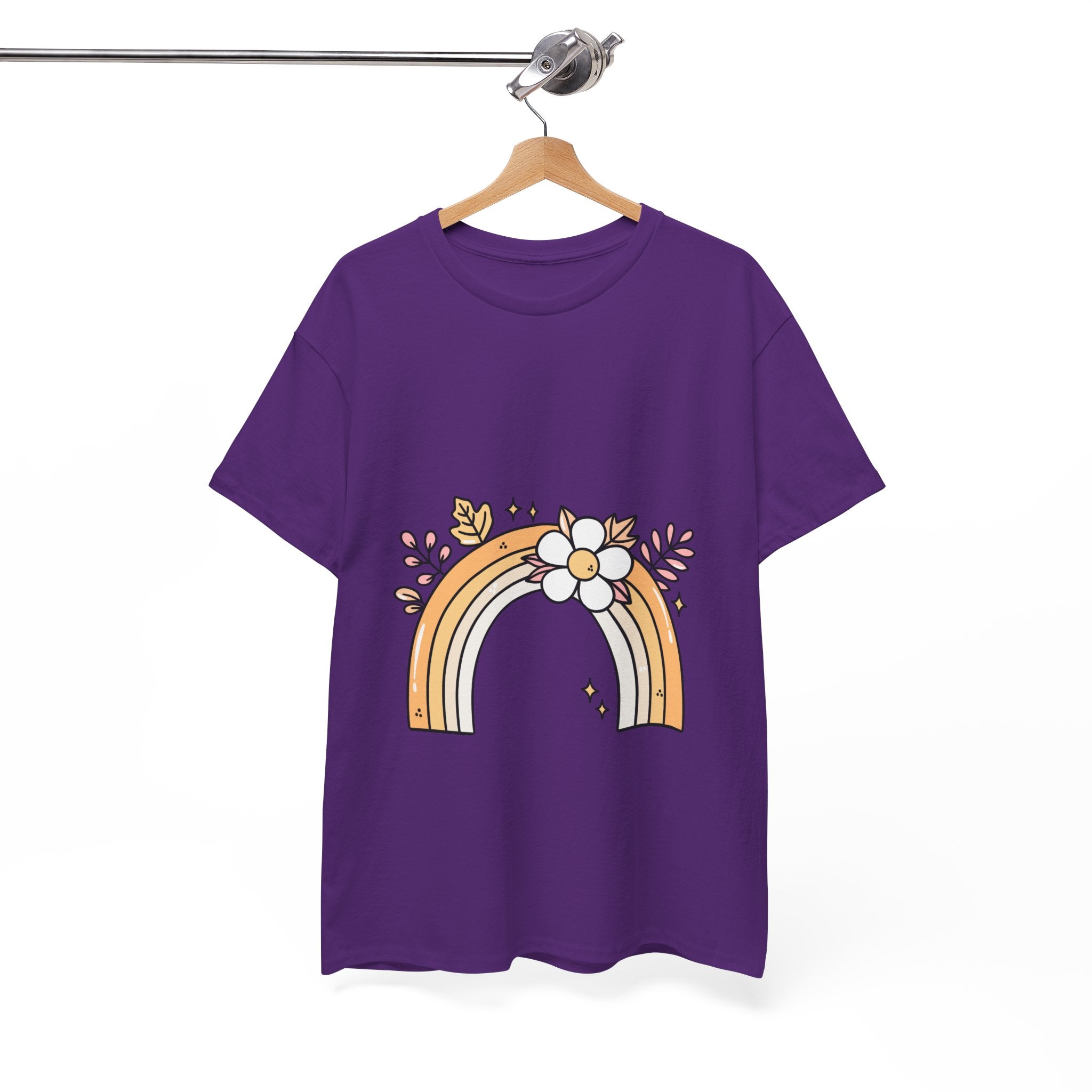 Cute Floral Rainbow Tee — Boho Daisy Rainbow Graphic T-Shirt