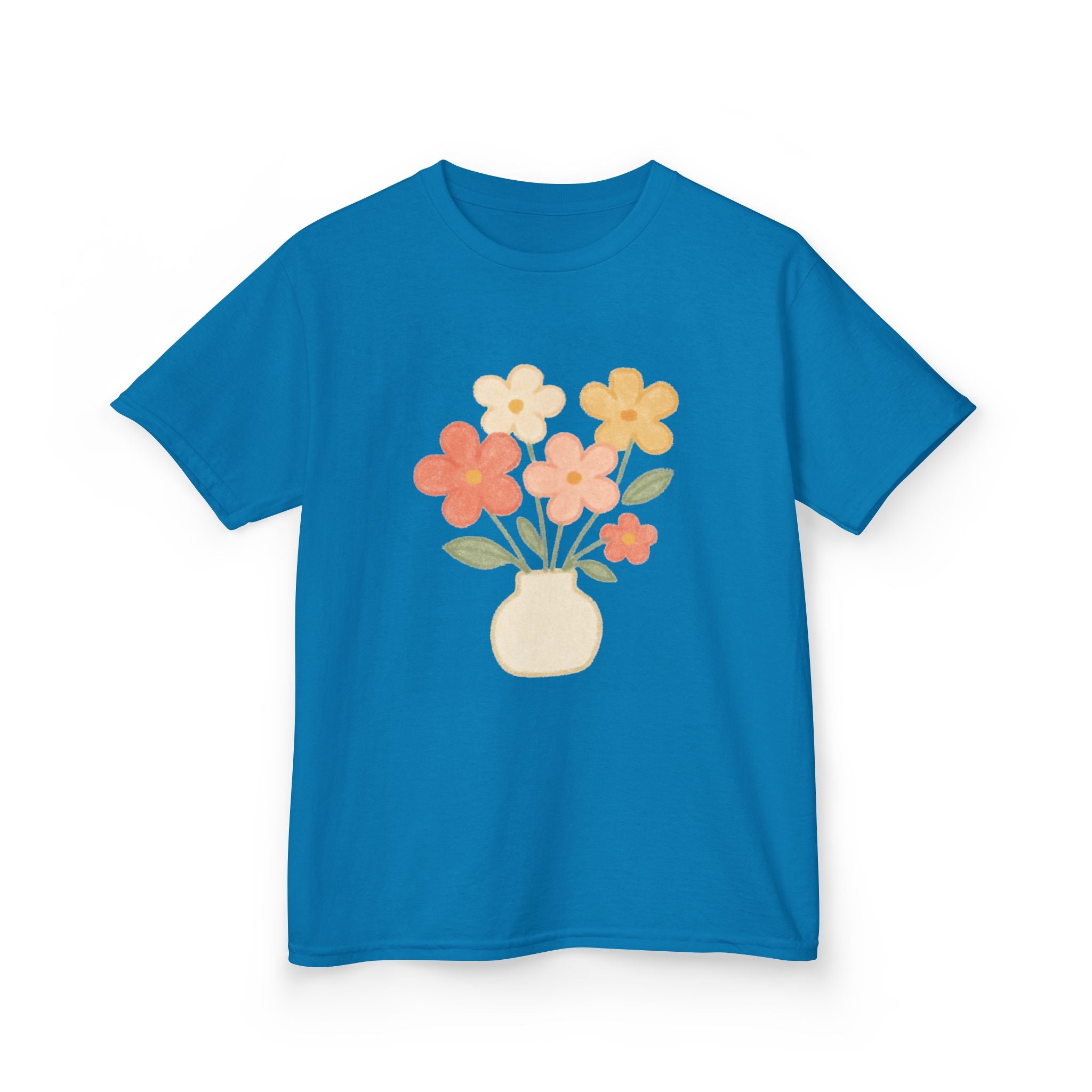 Kids Floral Vase Tee — Cute Retro Flower Graphic Shirt for Children
