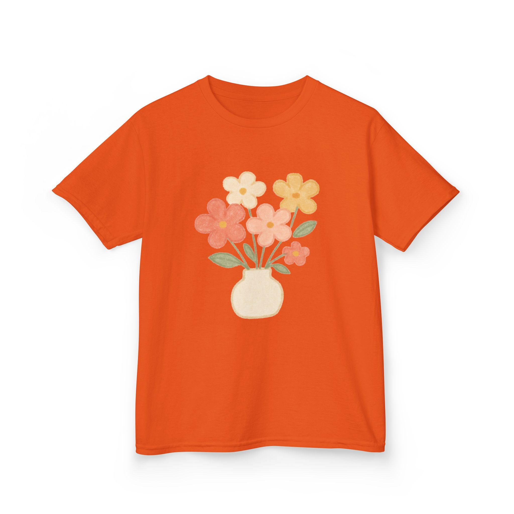 Kids Floral Vase Tee — Cute Retro Flower Graphic Shirt for Children