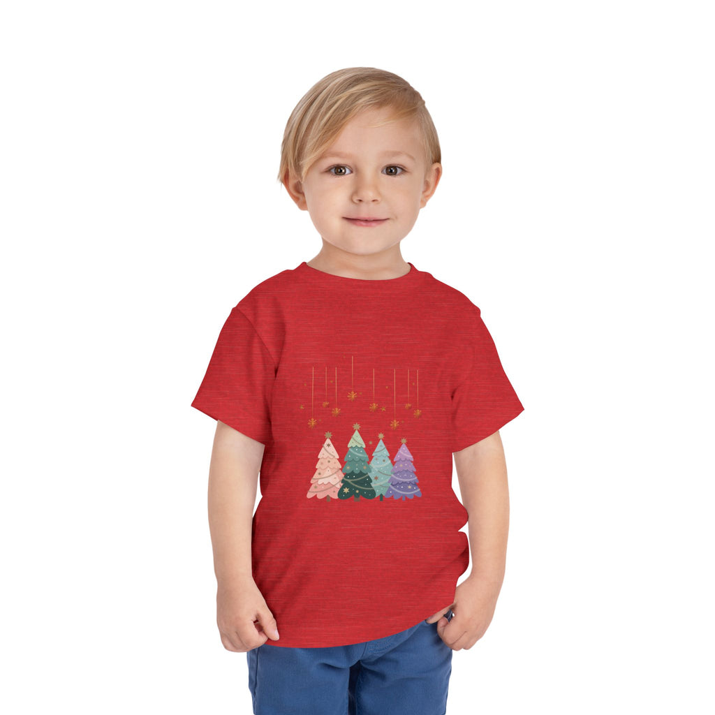 Toddler Tee — Pastel Rainbow Christmas Trees Holiday Shirt