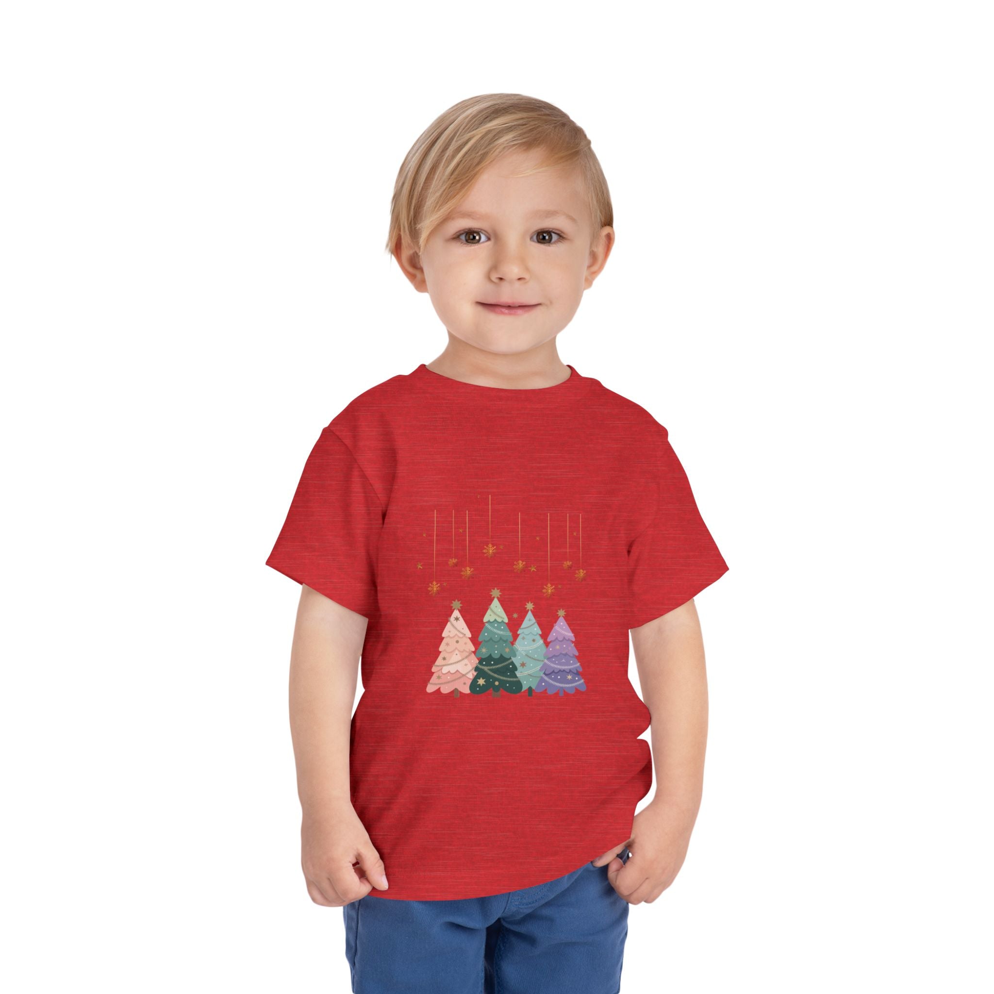 Toddler Tee — Pastel Rainbow Christmas Trees Holiday Shirt