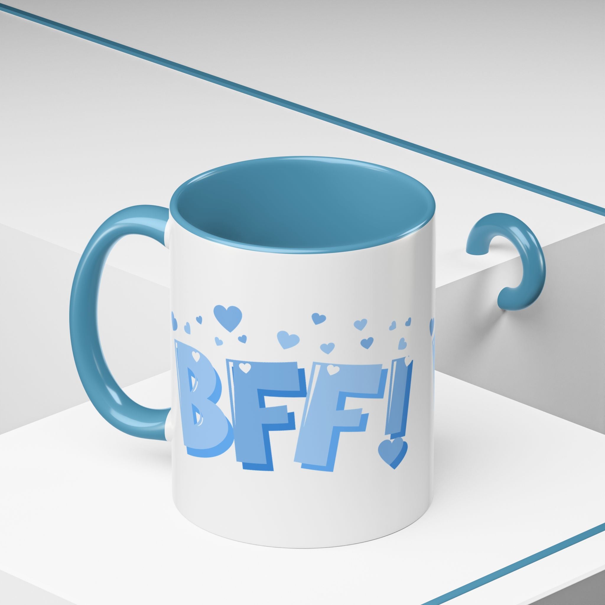 BFF Coffee Mug – Blue Heart Best Friend Accent Mug (11/15 oz)