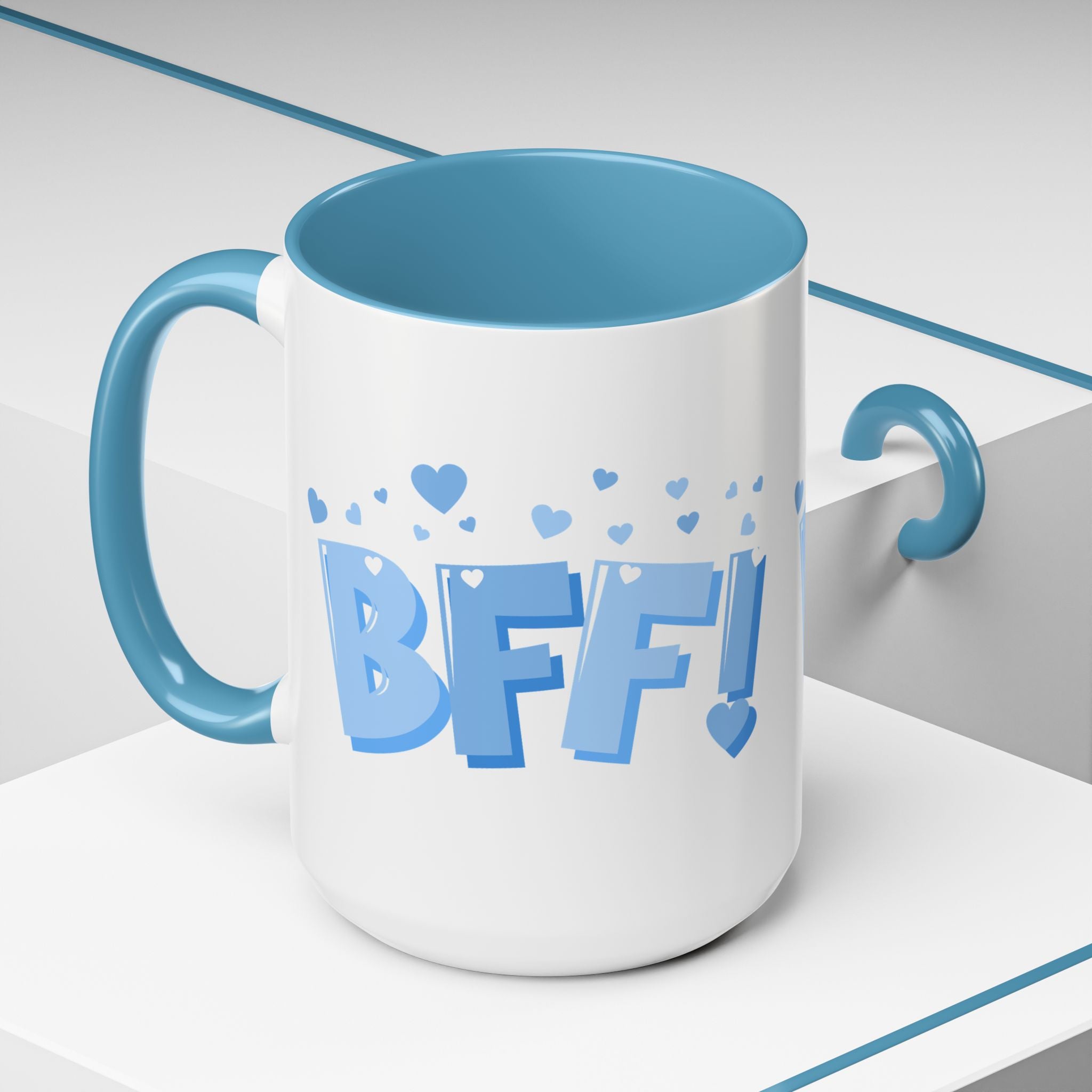 BFF Coffee Mug – Blue Heart Best Friend Accent Mug (11/15 oz)