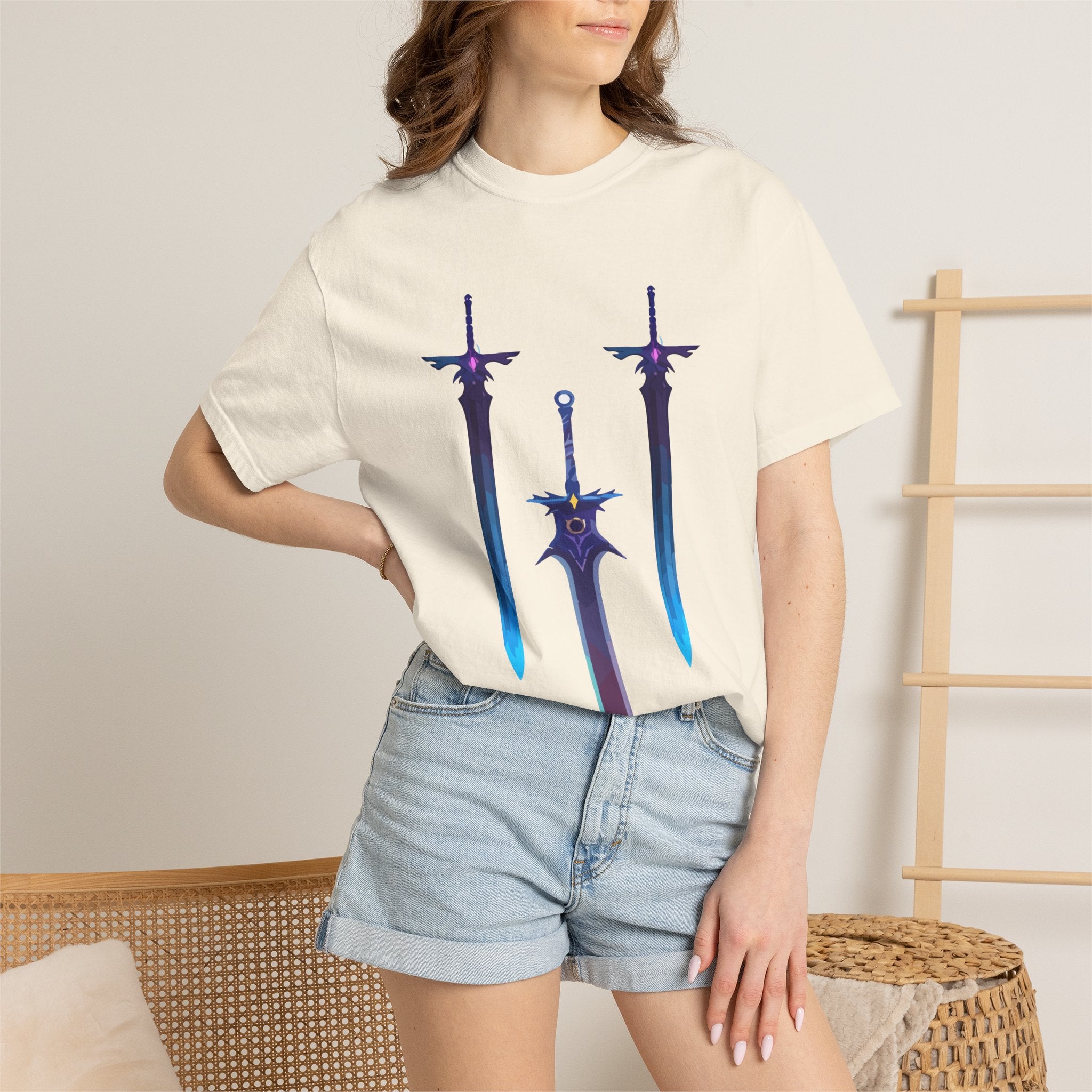 Magical Aura Swords Graphic Printed T-shirt — Pastel Fantasy Magical Swords