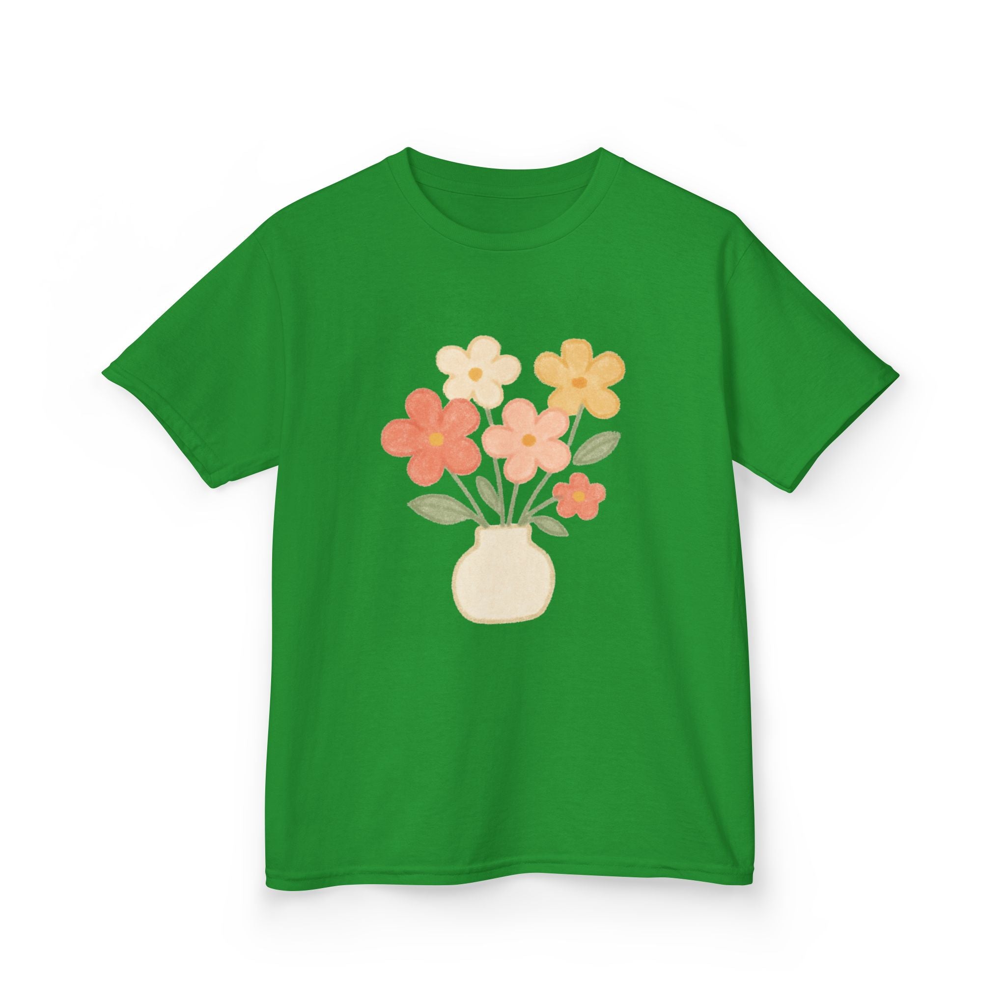 Kids Floral Vase Tee — Cute Retro Flower Graphic Shirt for Children