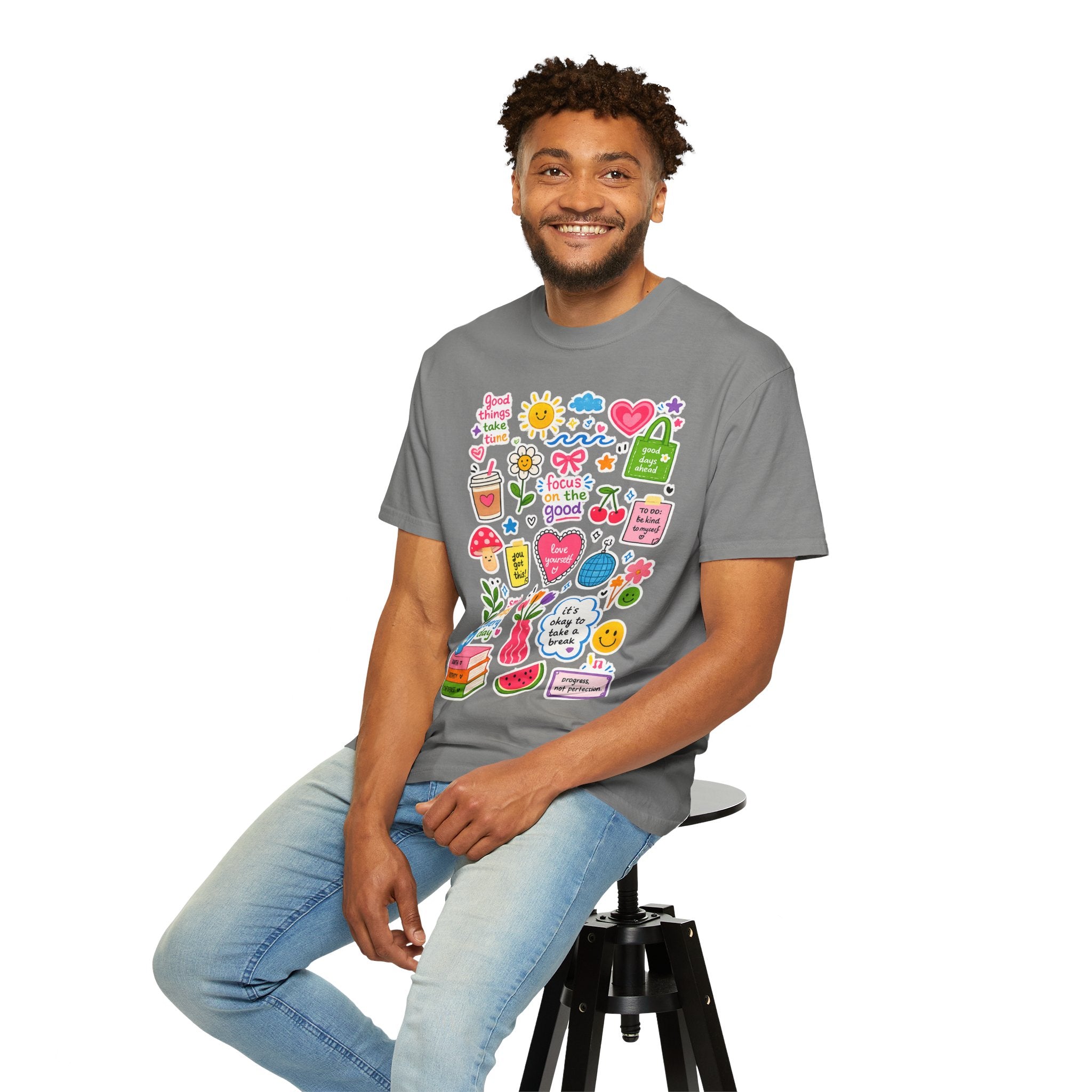 Positive Doodles Graphic T-Shirt — "Focus on the Good" Inspirational Tee