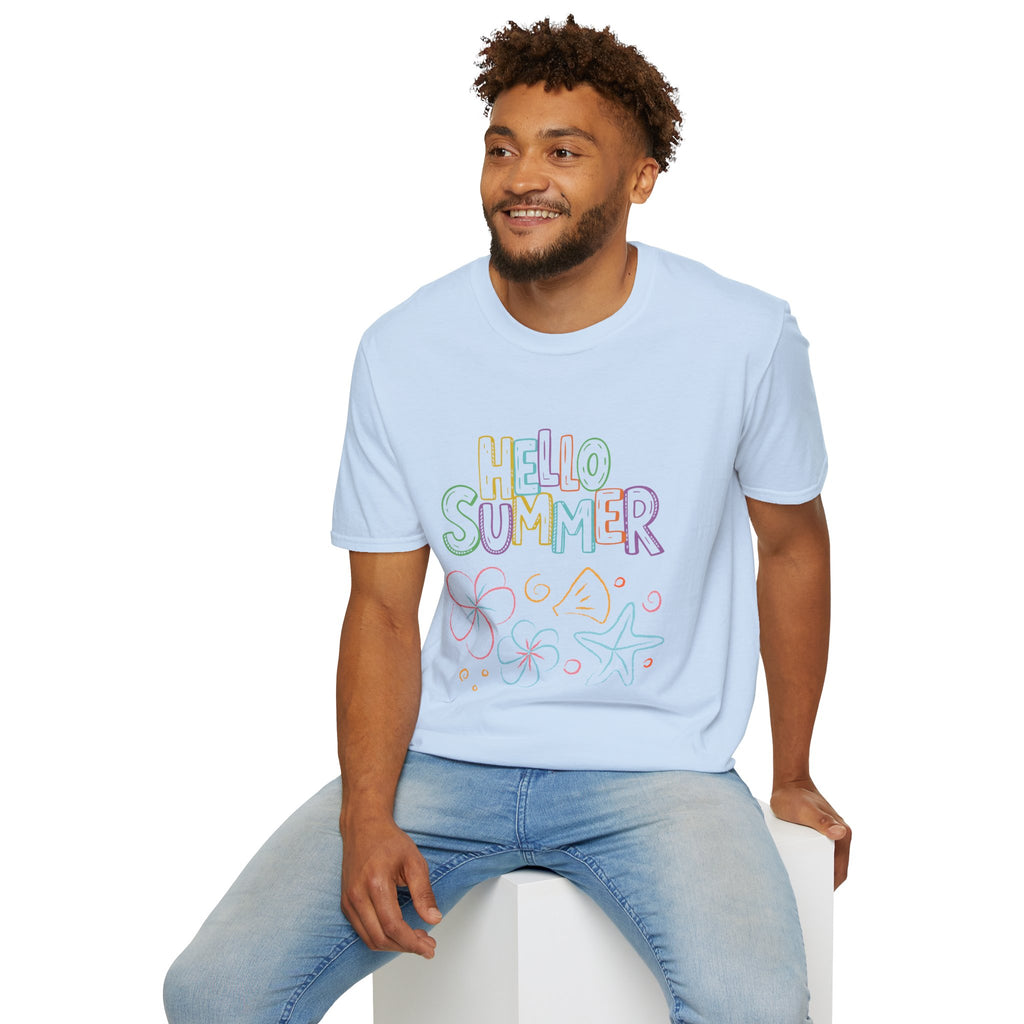 Hello Summer T-Shirt — Pastel Beach Vibes Graphic Tee