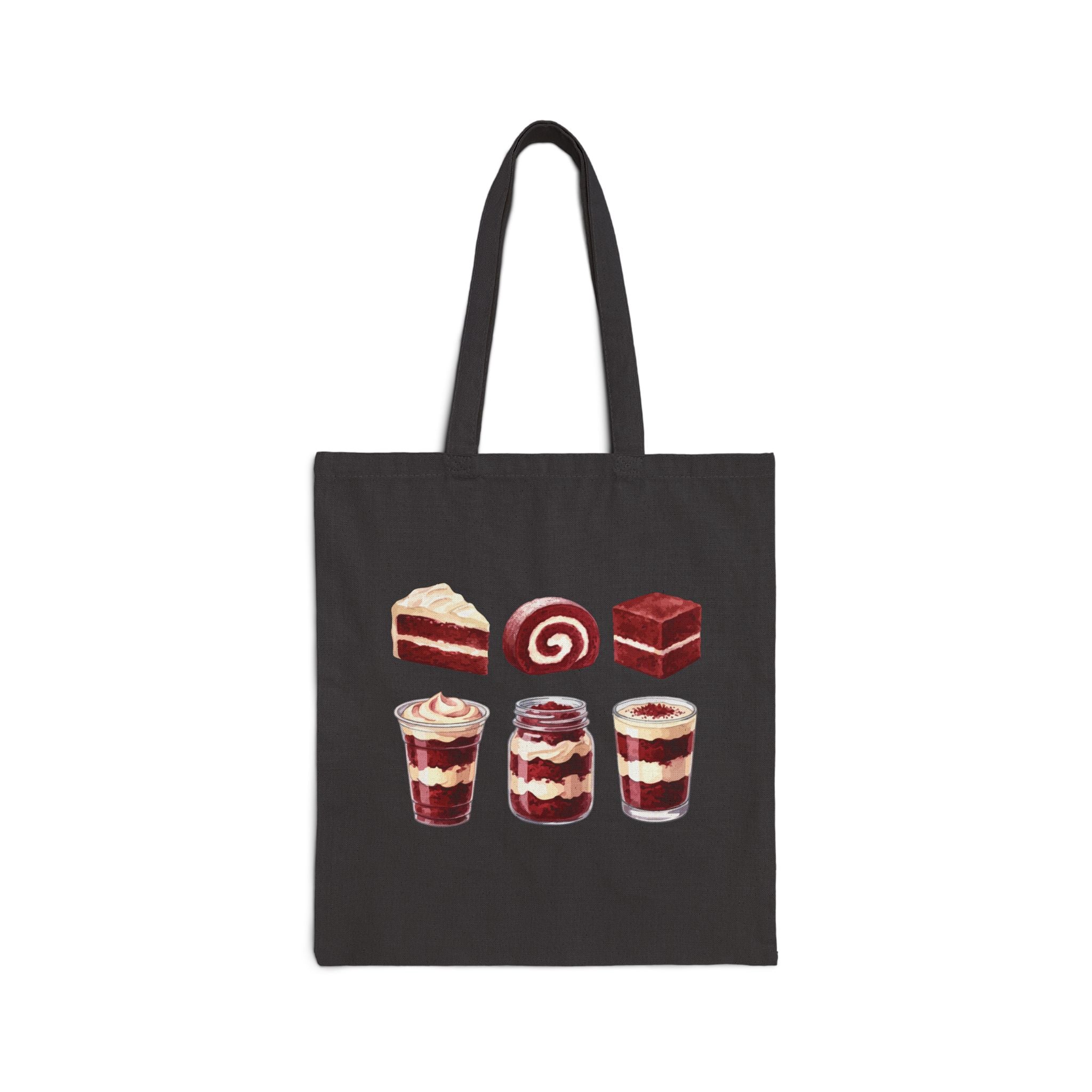 Red Velvet Dessert Lover Tote Bag — Pastries & Trifle Canvas Grocery Tote