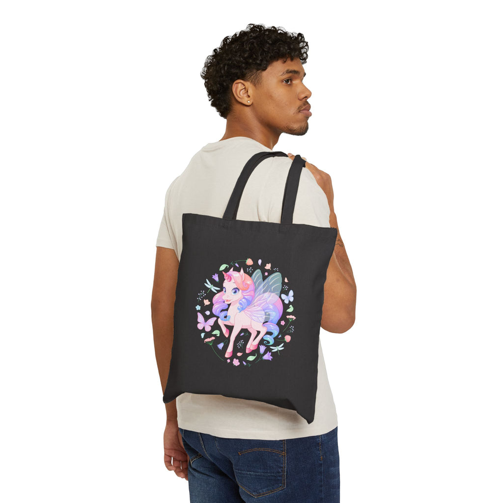 Cute Magical Unicorn Tote Bag — Pastel Rainbow Magical Cotton Canvas Shopper