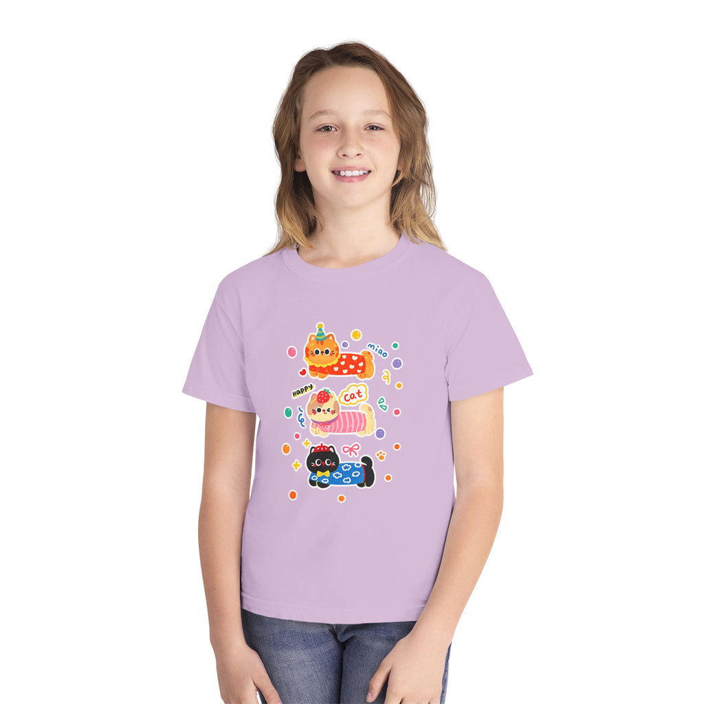 Cute Stacked Cat Donuts Youth Tee — Mint Kids T-Shirt