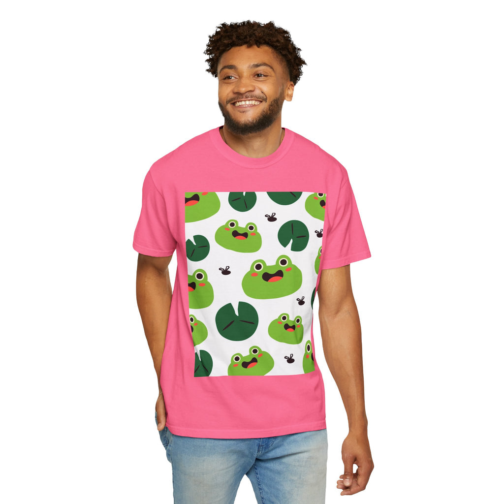 Frog Pattern T-Shirt — Cute Lily Pad Frogs Graphic Tee