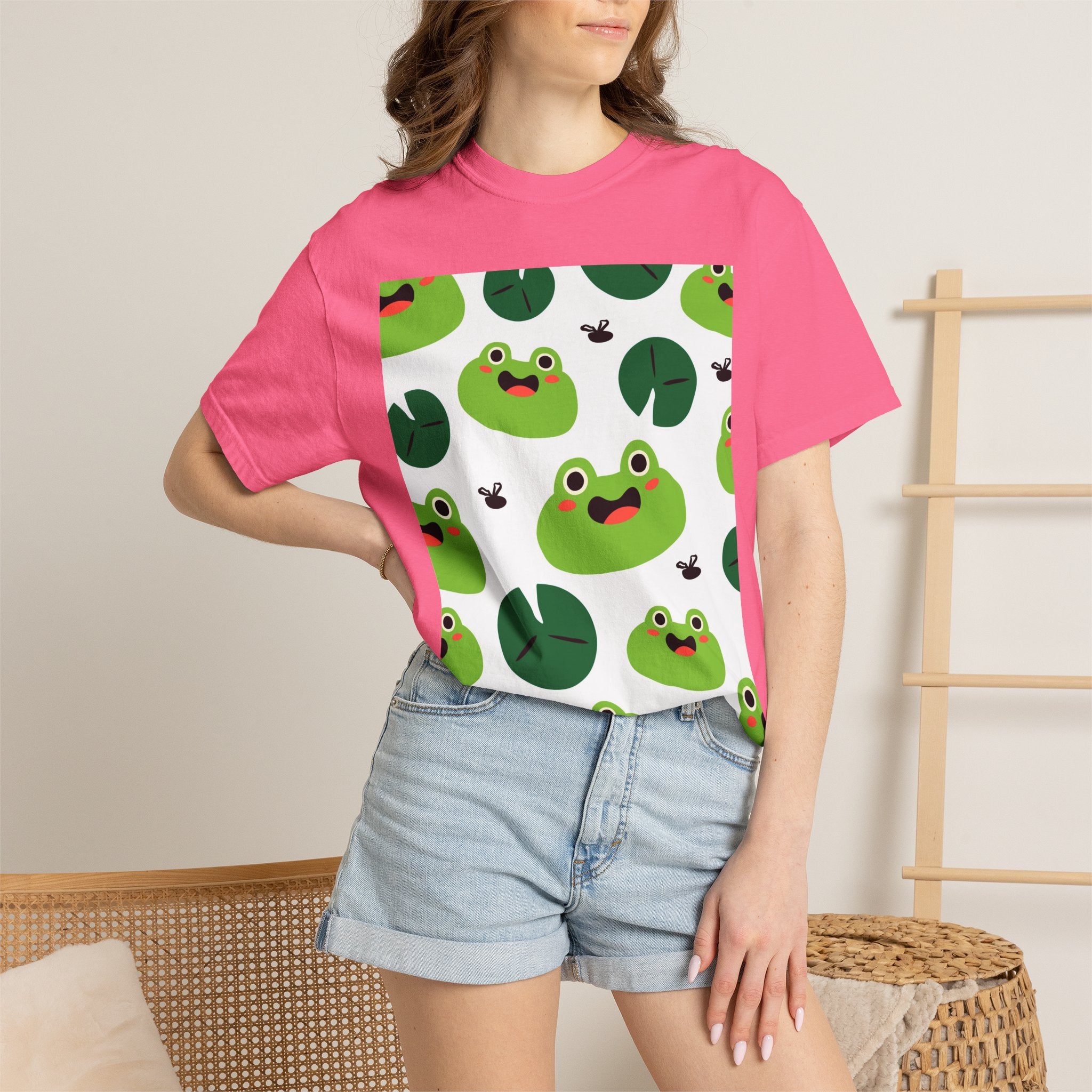 Frog Pattern T-Shirt — Cute Lily Pad Frogs Graphic Tee
