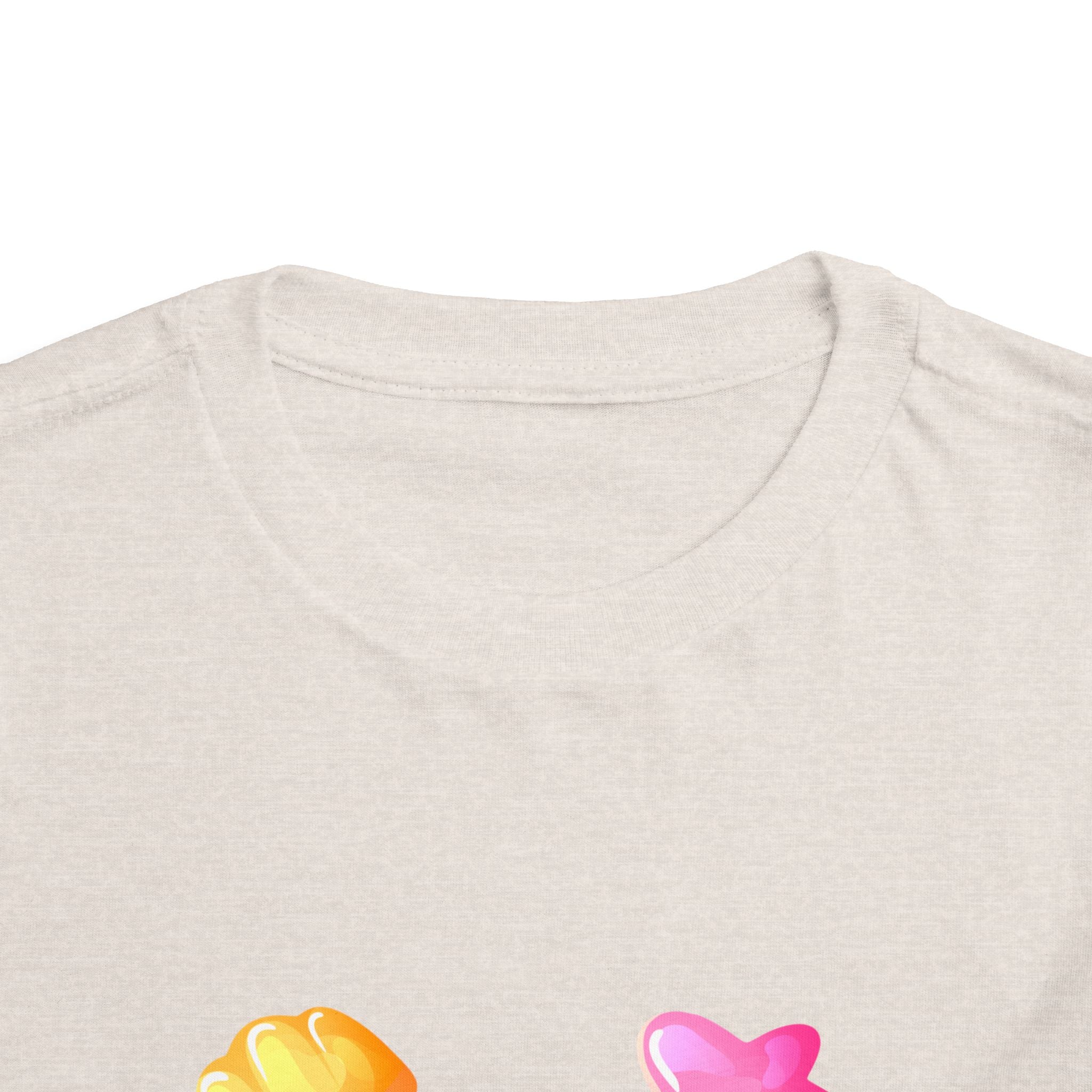 Toddler Candy Shapes Tee — Colorful Candy Heart Star Graphic Shirt for Kids