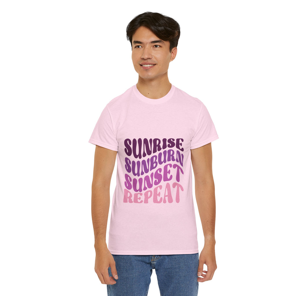 Sunrise Sunburn Sunset Repeat Retro Beach Tee