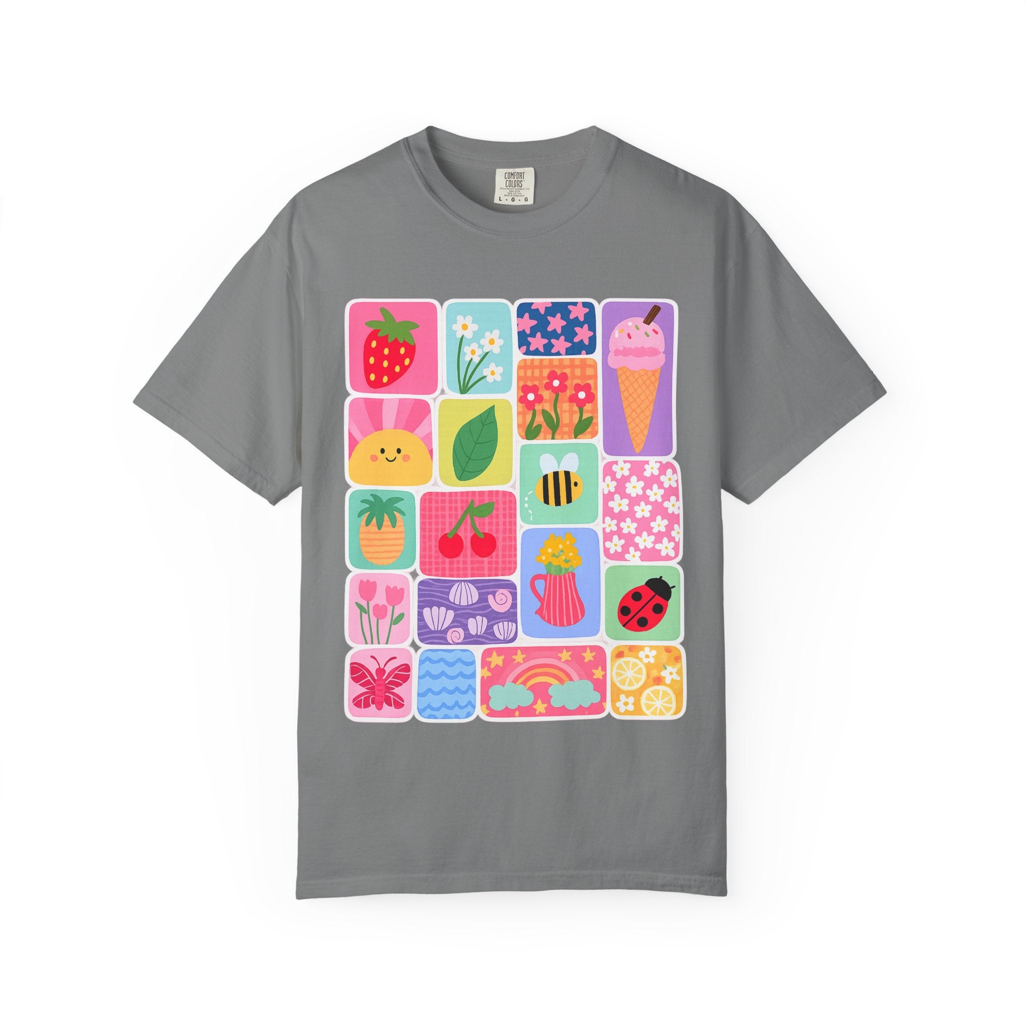 Retro Cute Icons Summer T-Shirt — Colorful Illustration Tee