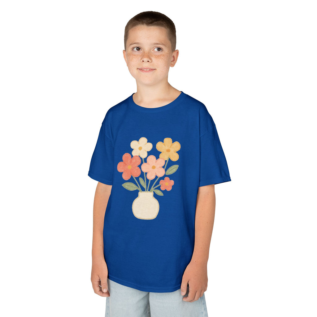 Kids Floral Vase Tee — Cute Retro Flower Graphic Shirt for Children