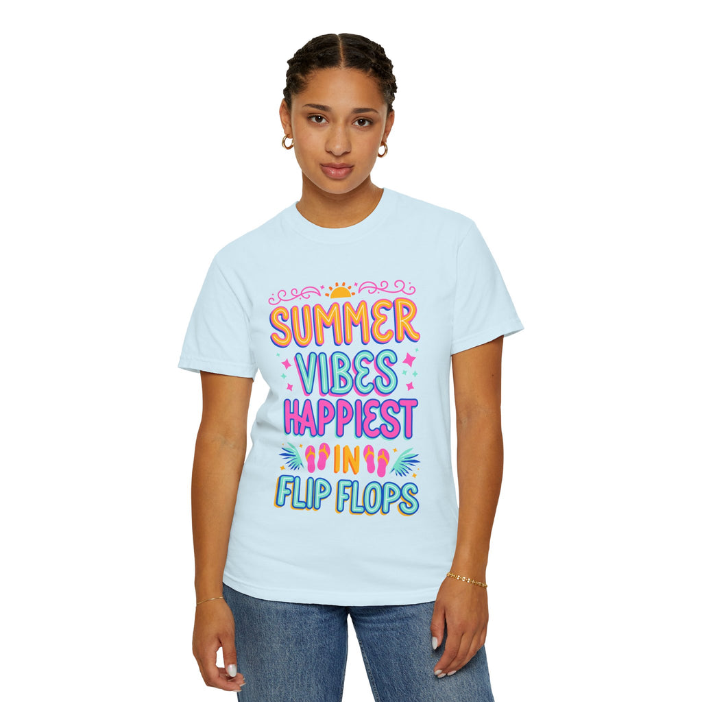Summer Vibes Happiest in Flip Flops Text Printed Unisex T-Shirt