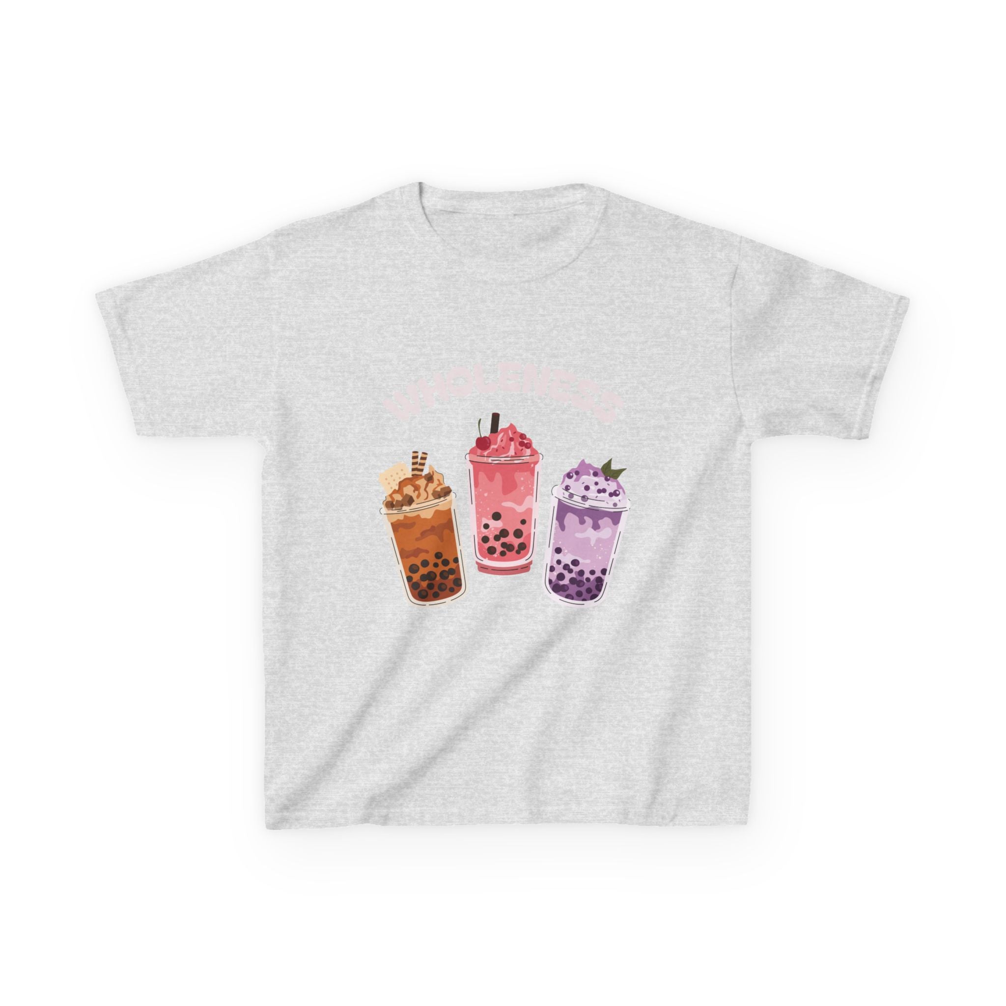 Youth Comfortable Boba Tea "WHOLENESS" Printed T-shirt
