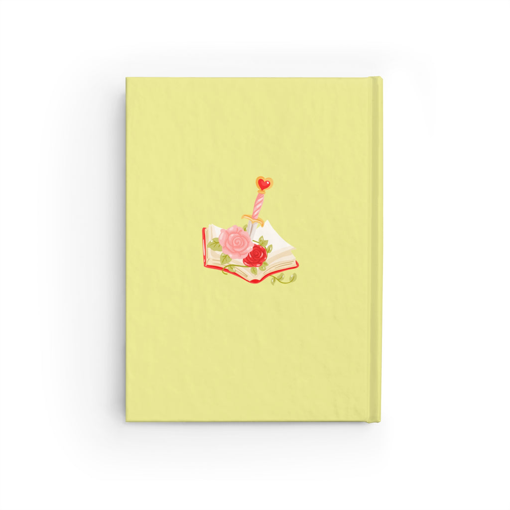 Floral Rose Key Hardcover Journal — Romantic Yellow Ruled Notebook