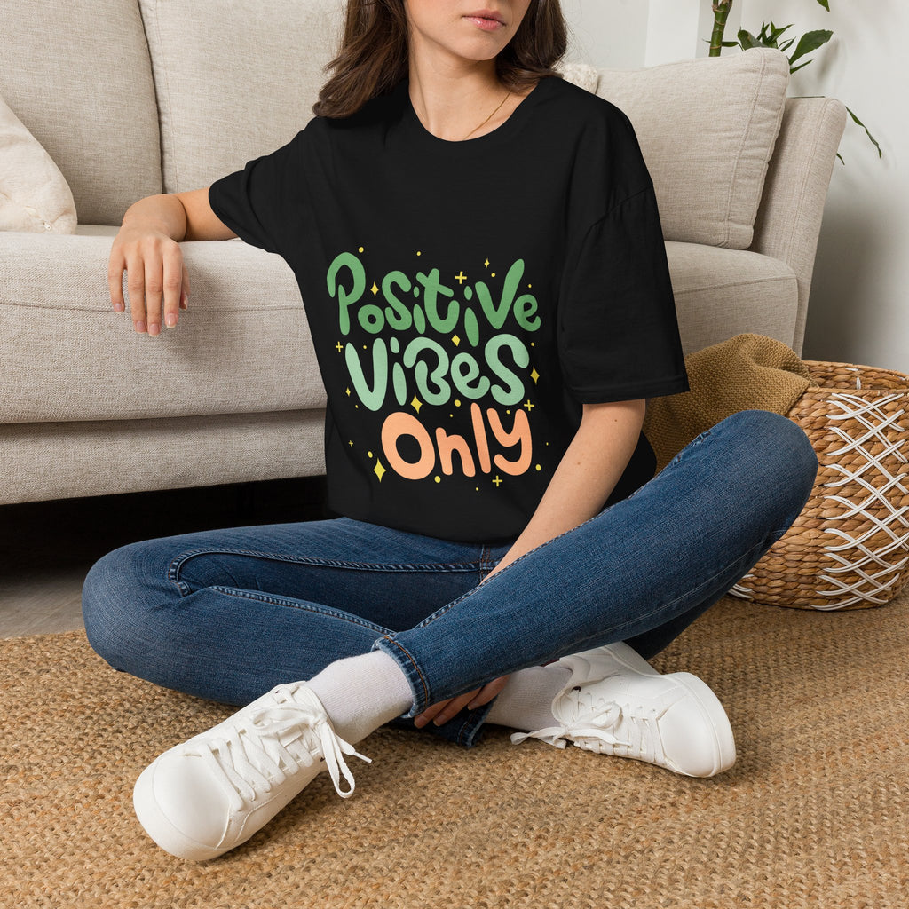 Positive Vibes Only Text Printed T-Shirt - Feel Good Vibes T-shirt