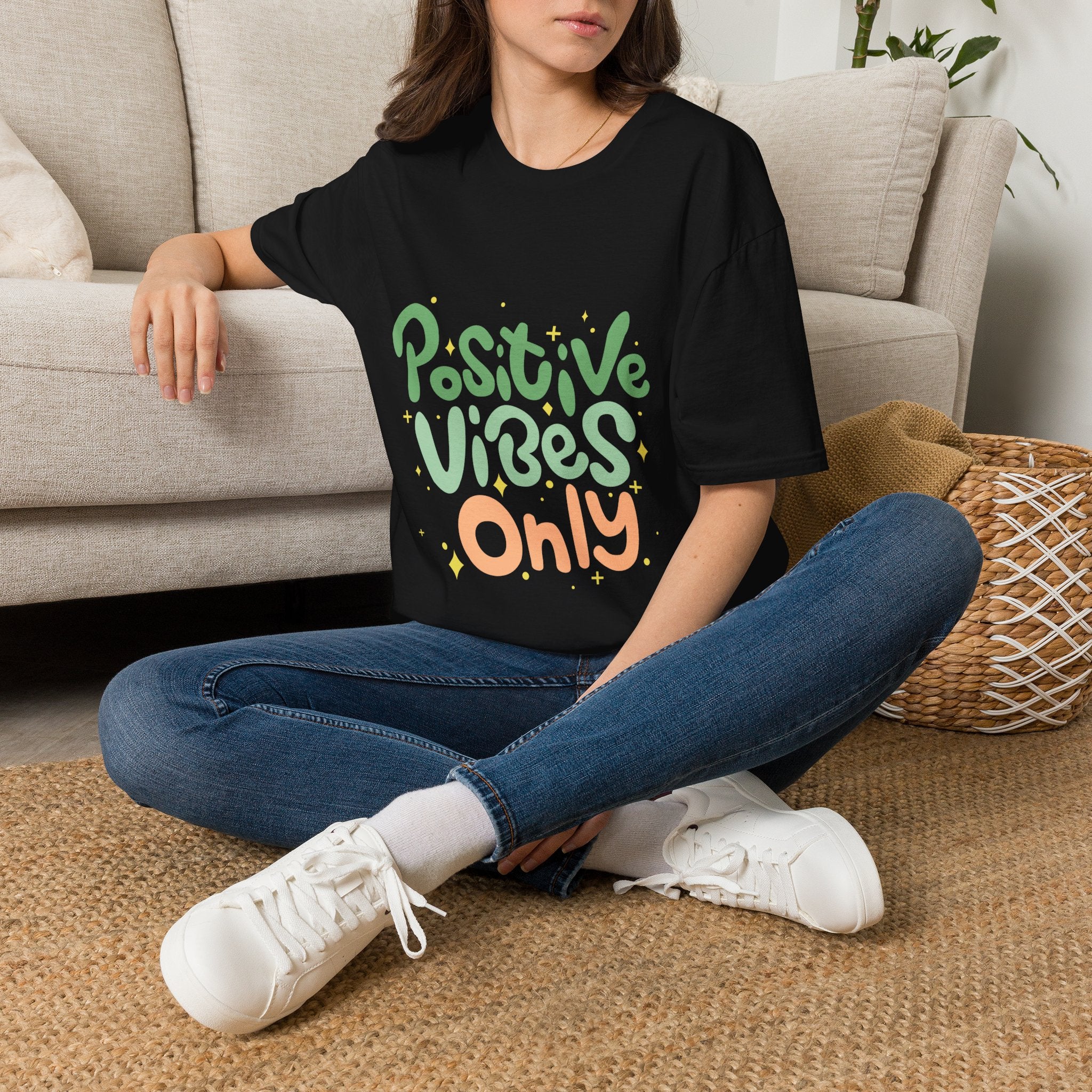 Positive Vibes Only Text Printed T-Shirt - Feel Good Vibes T-shirt