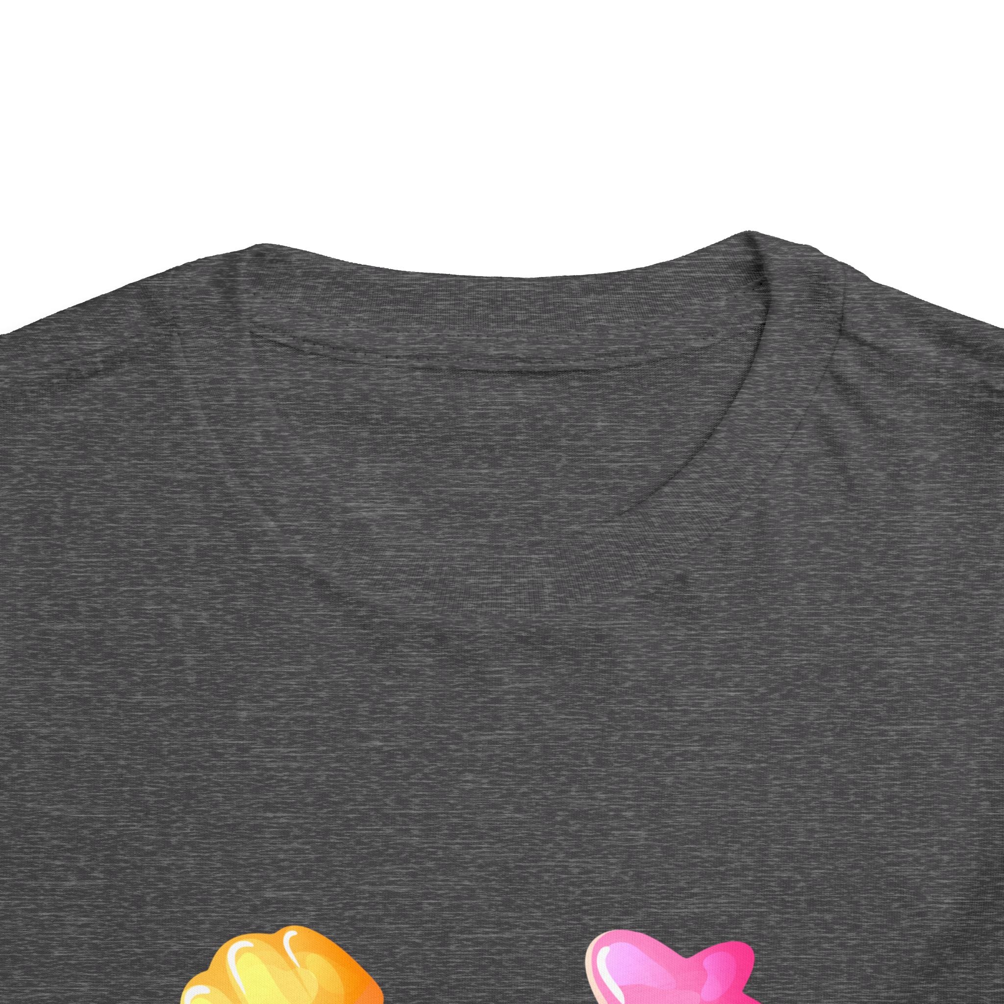 Toddler Candy Shapes Tee — Colorful Candy Heart Star Graphic Shirt for Kids