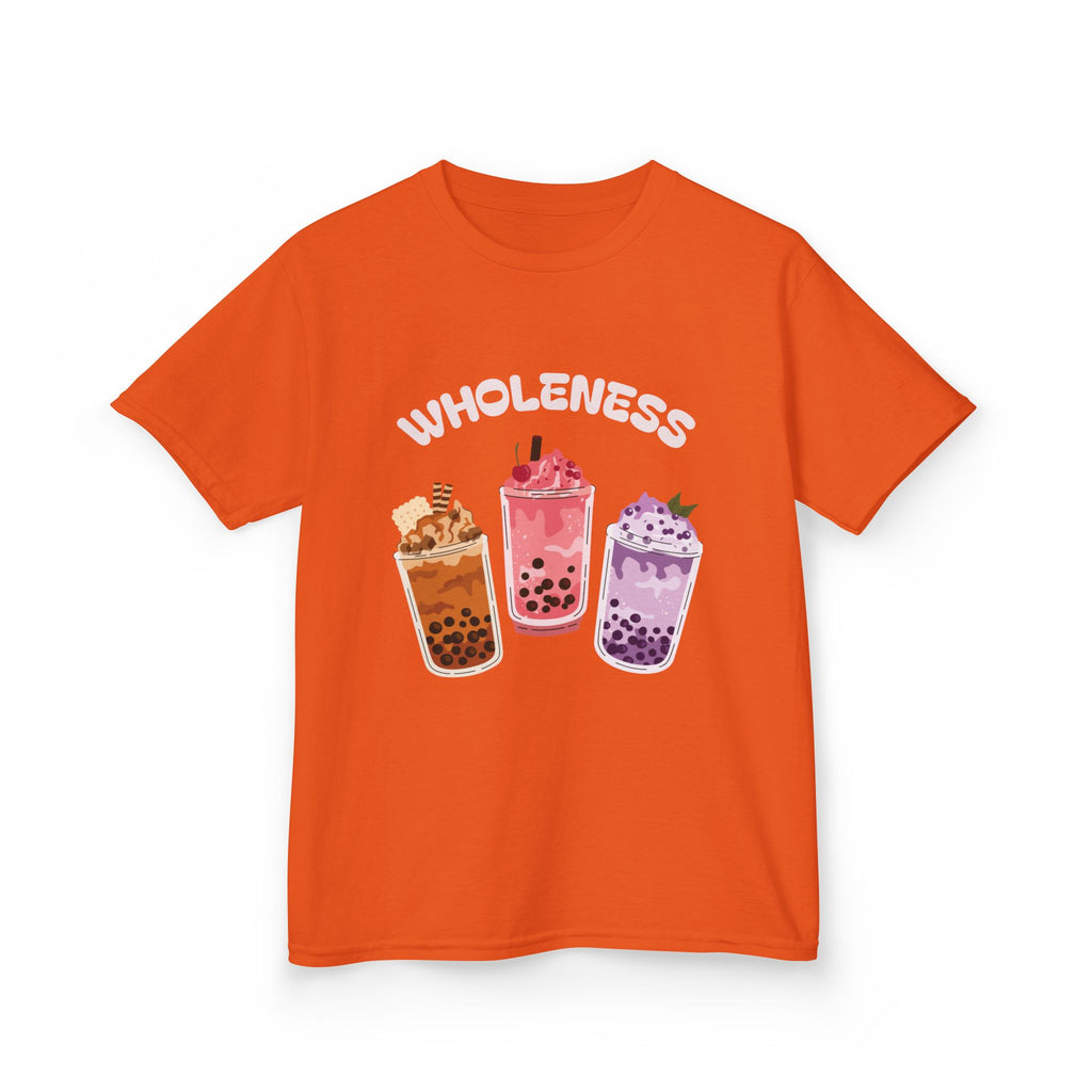 Youth Comfortable Boba Tea "WHOLENESS" Printed T-shirt