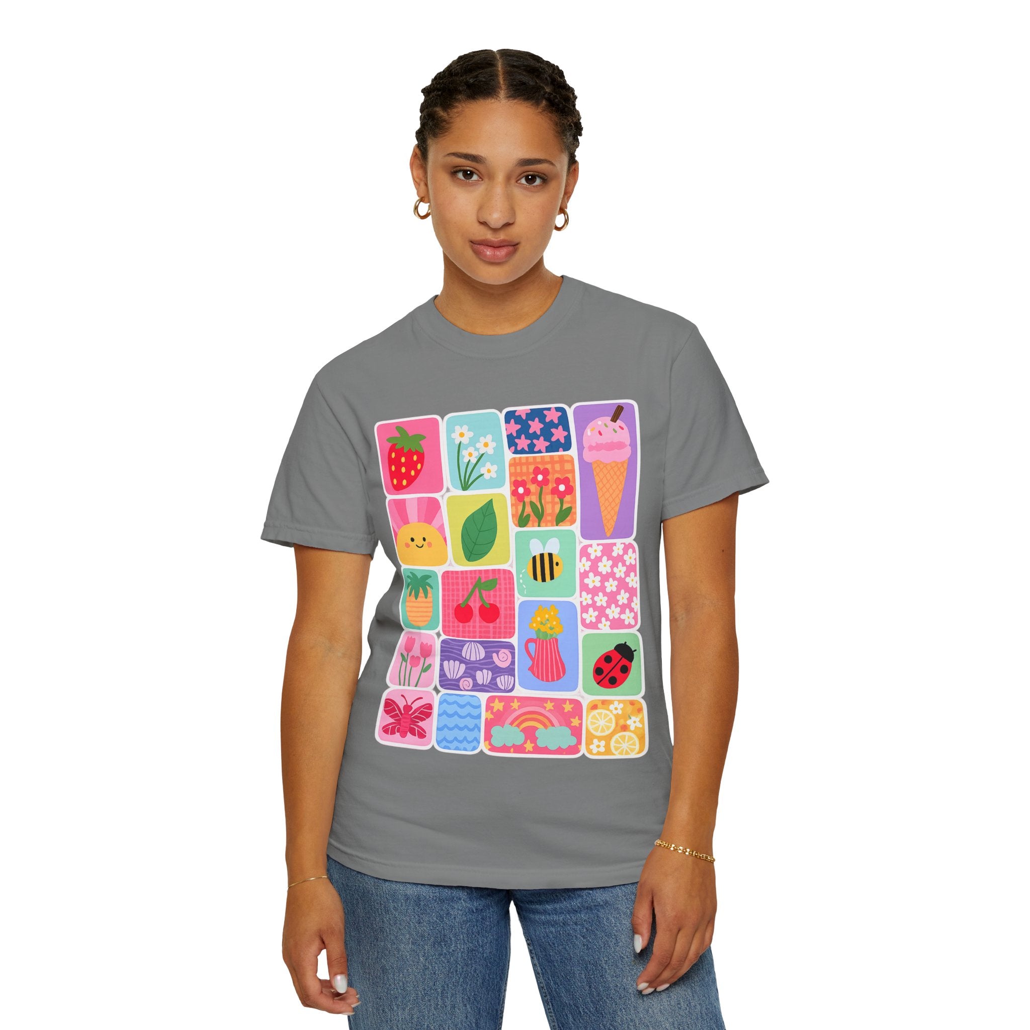 Retro Cute Icons Summer T-Shirt — Colorful Illustration Tee
