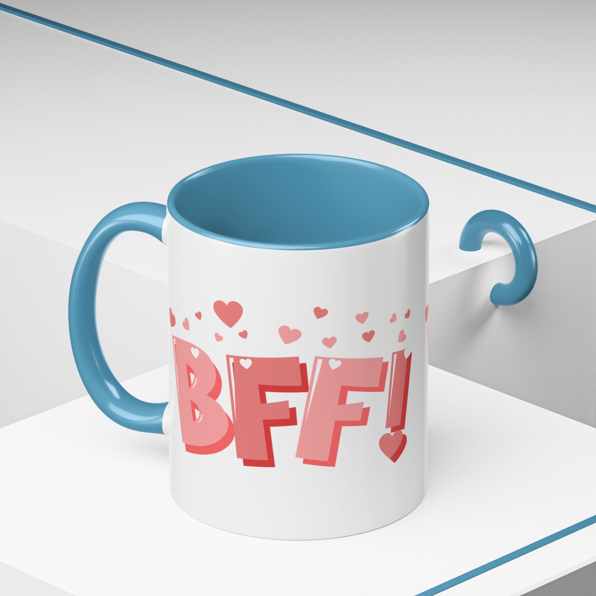 BFF! Pink Accent Coffee Mug — Best Friend Valentine Gift (11/15oz)