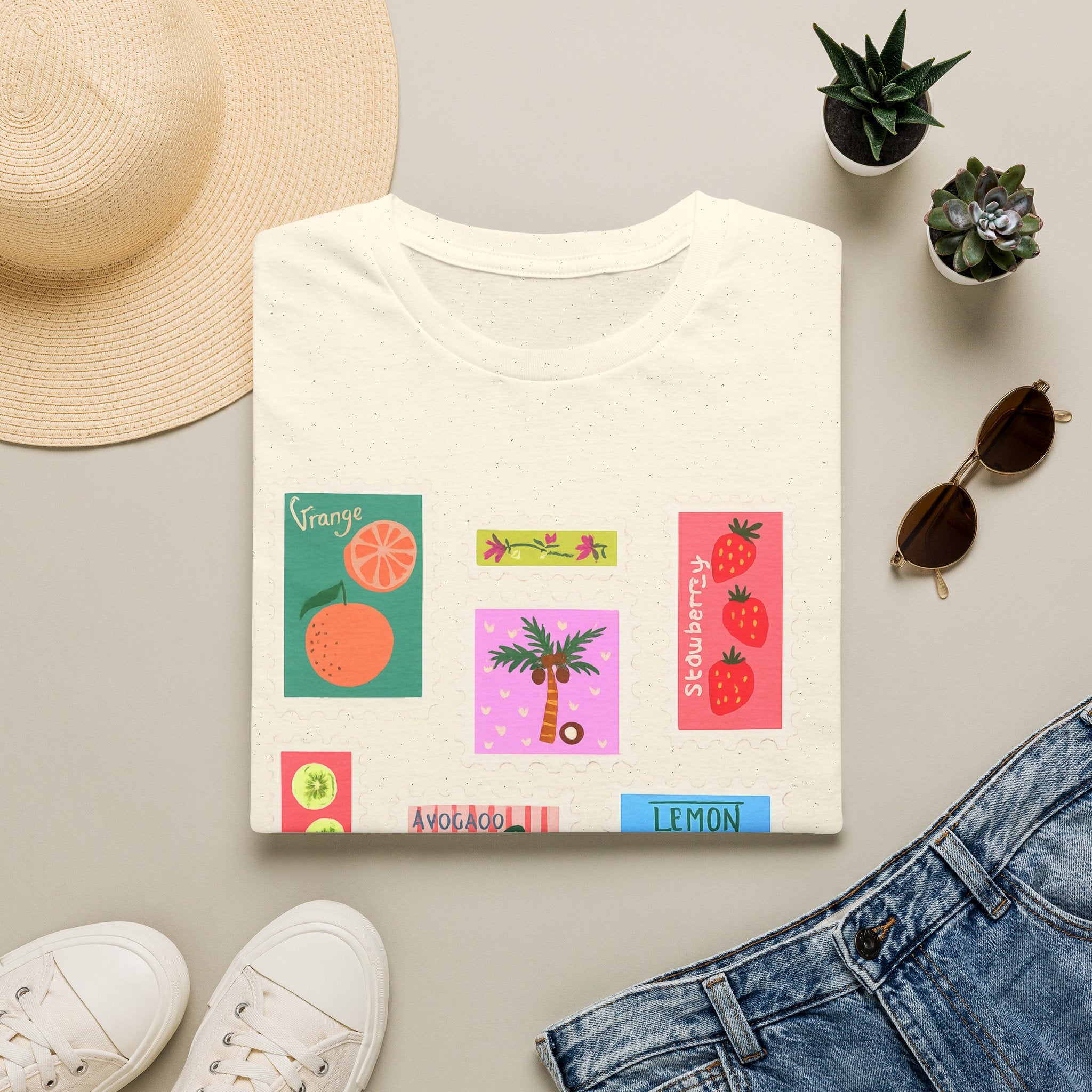 Fruit Patch Graphic T-Shirt — Tropical Citrus & Avocado Art Tee
