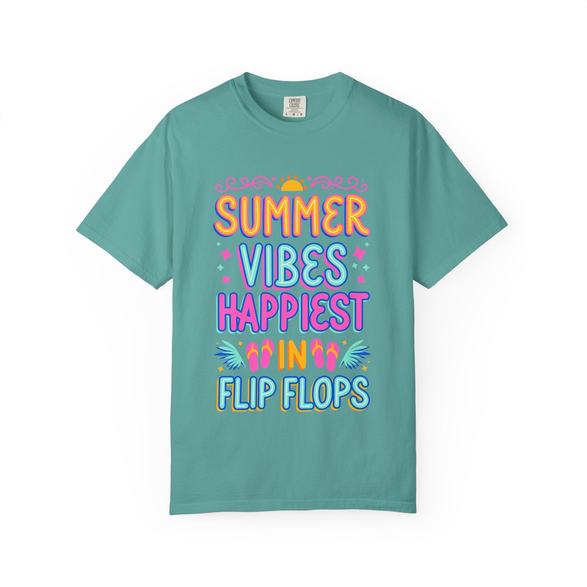 Summer Vibes Happiest in Flip Flops Text Printed Unisex T-Shirt
