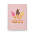 Ice Cream Cone Top Hardcover Journal — Cute Pink Dessert Notebook