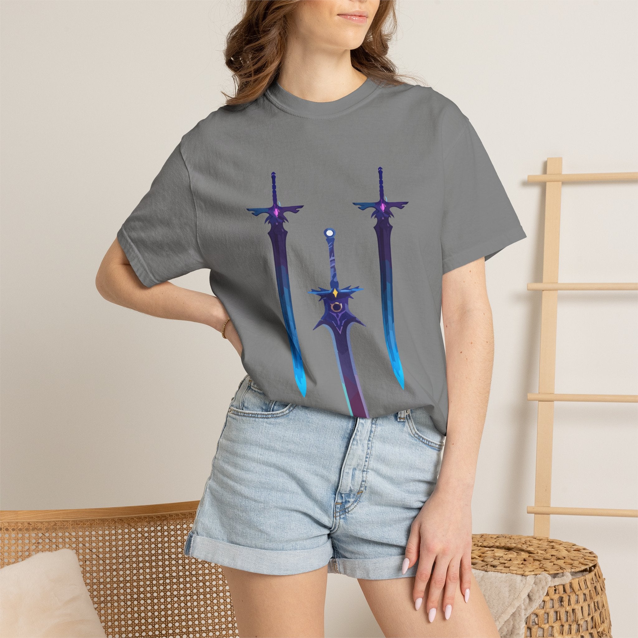 Magical Aura Swords Graphic Printed T-shirt — Pastel Fantasy Magical Swords