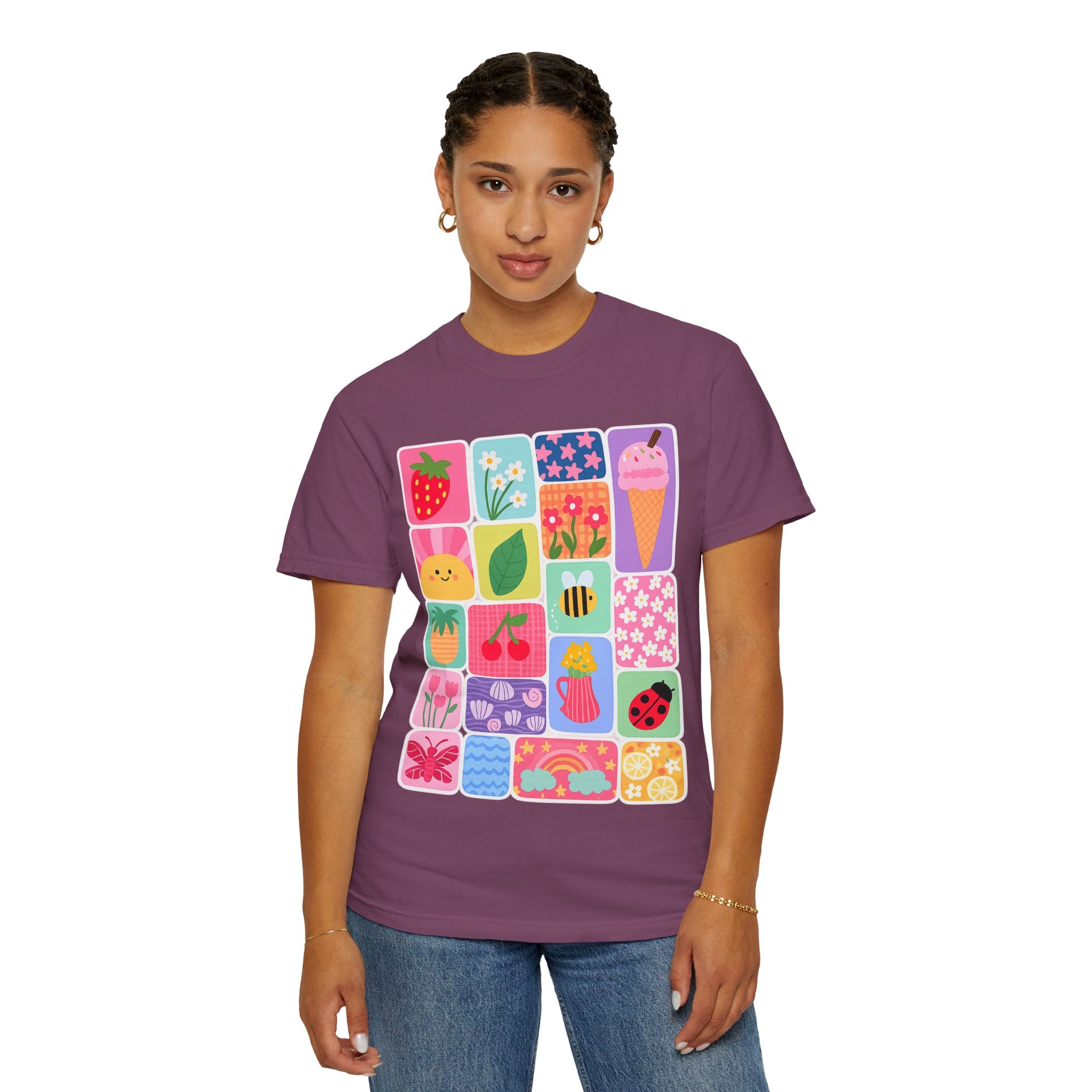 Retro Cute Icons Summer T-Shirt — Colorful Illustration Tee