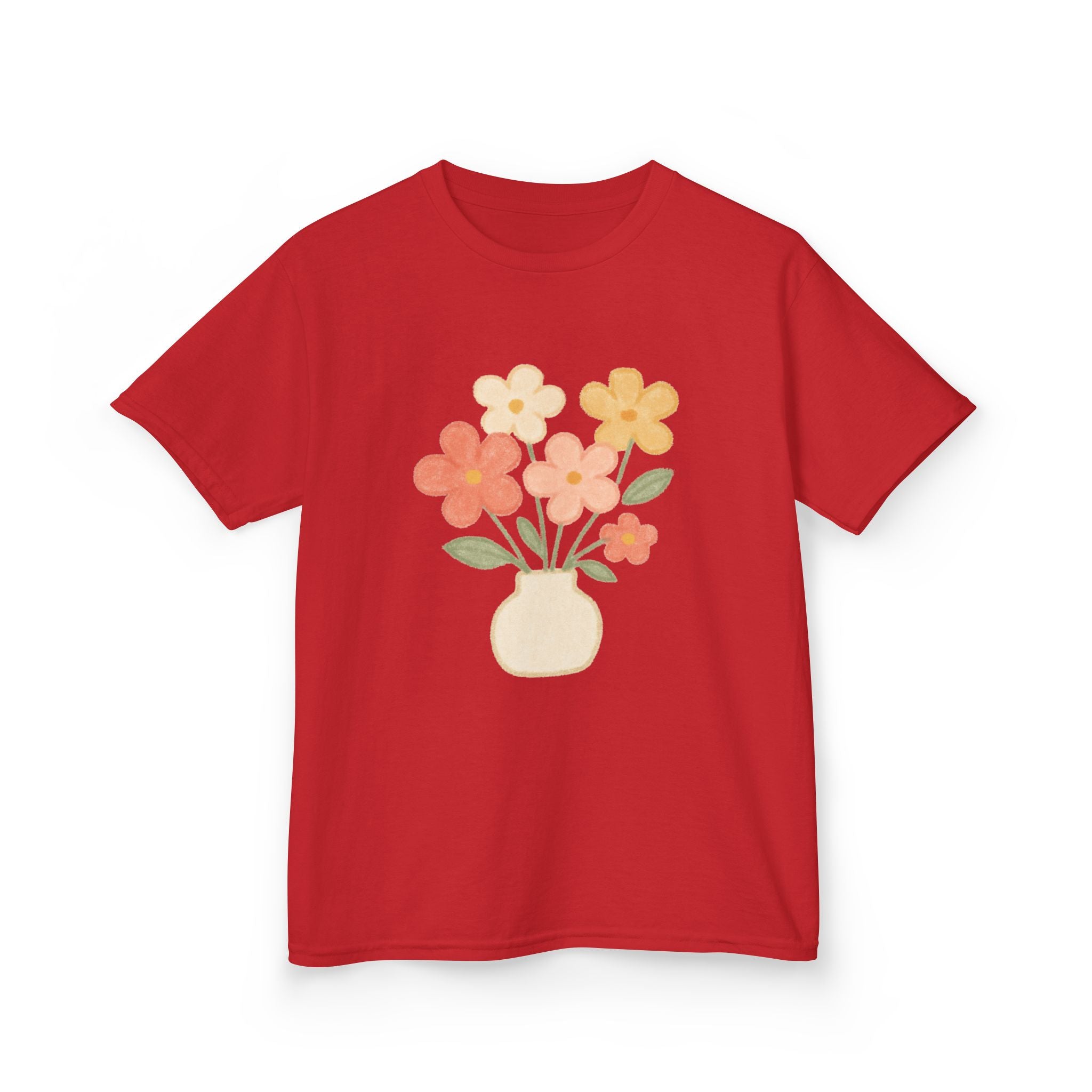 Kids Floral Vase Tee — Cute Retro Flower Graphic Shirt for Children