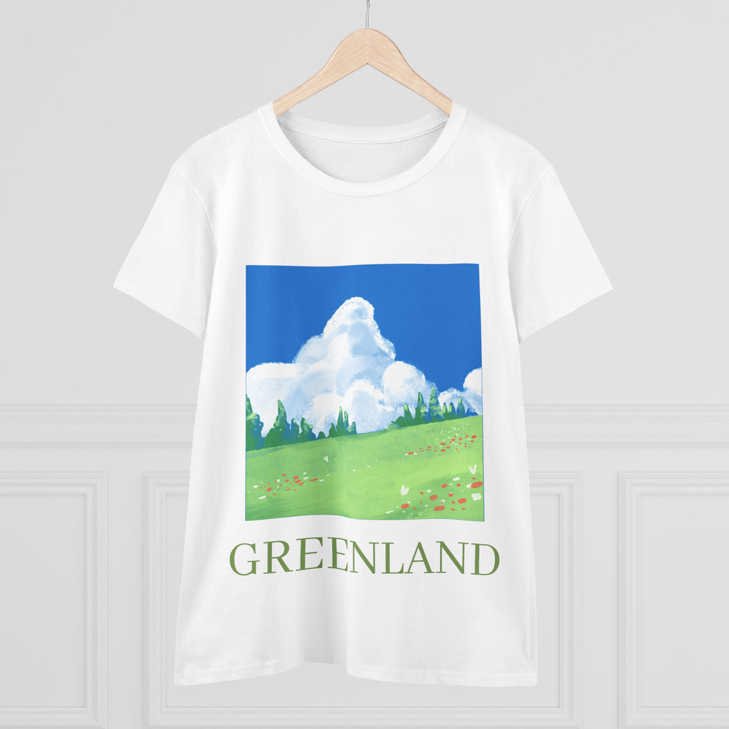 Greenland Scenic Tee — Pastel Meadow Graphic T‑Shirt