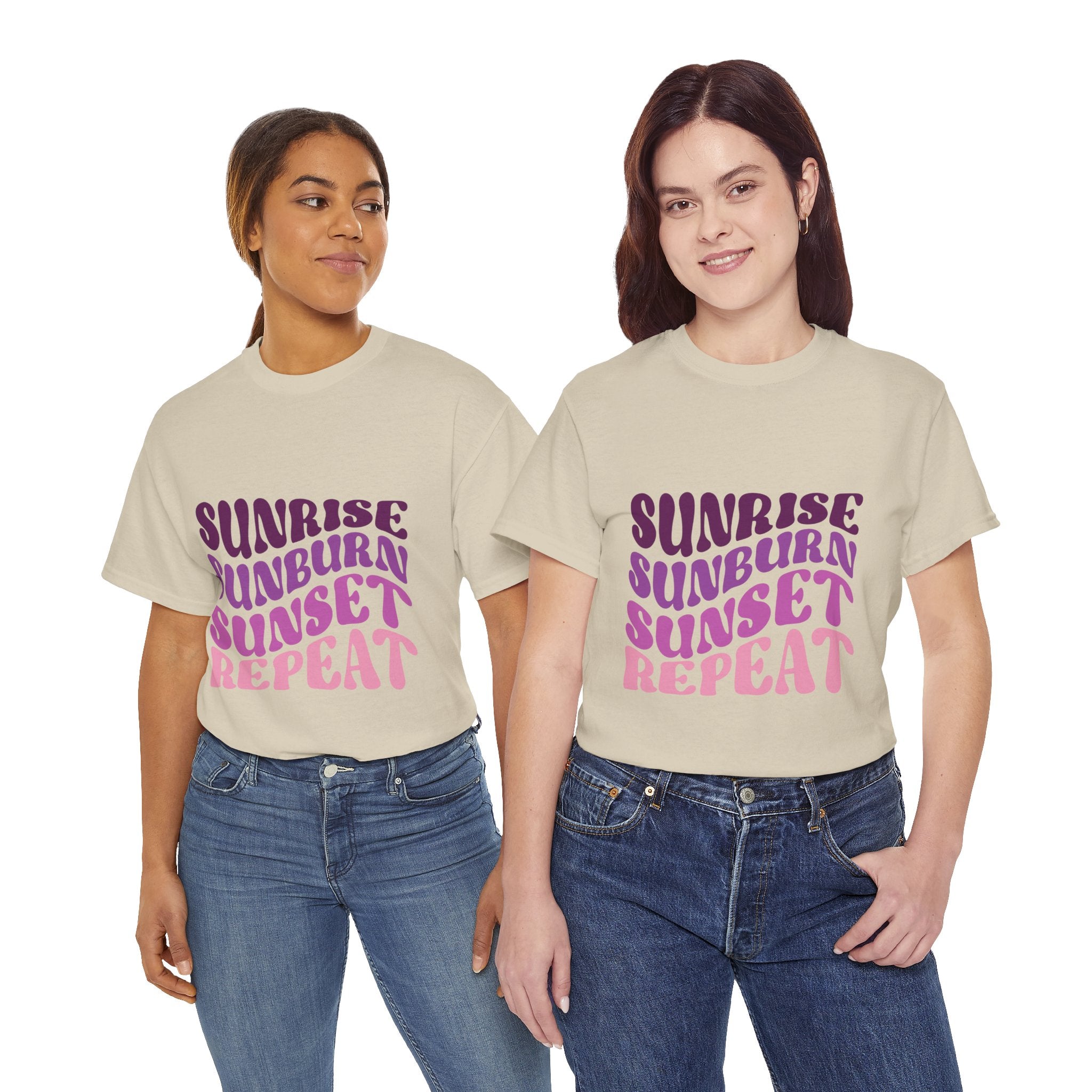 Sunrise Sunburn Sunset Repeat Retro Beach Tee