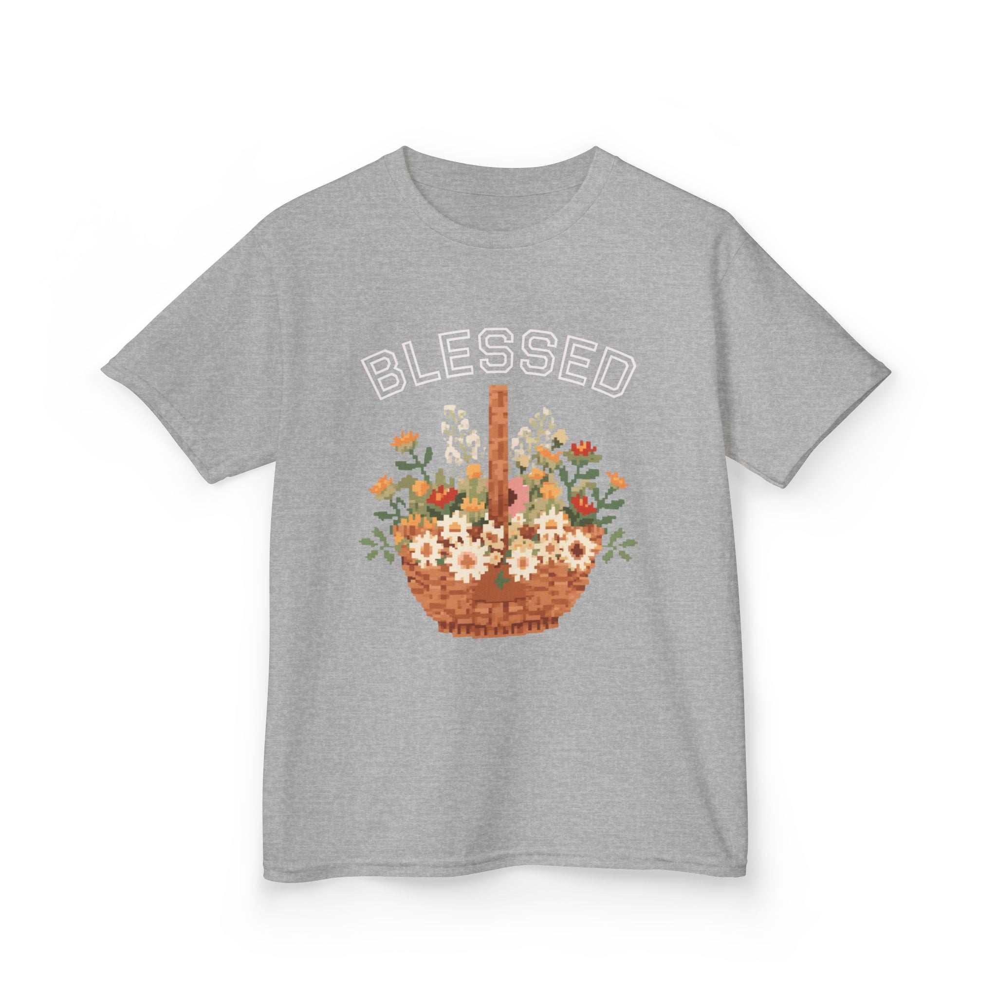 Kids 'Blessed' Floral Basket Tee — Cute Spring Youth T-Shirt