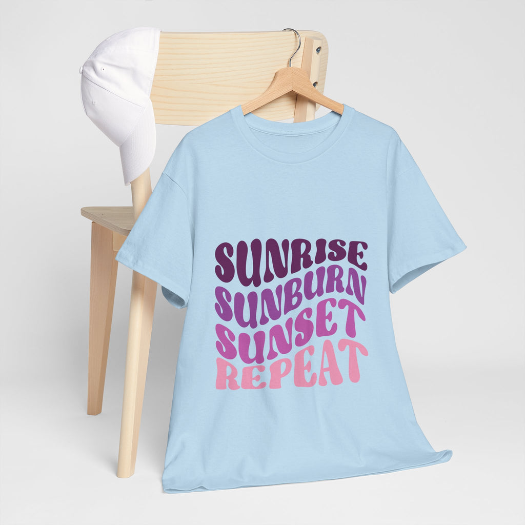 Sunrise Sunburn Sunset Repeat Retro Beach Tee