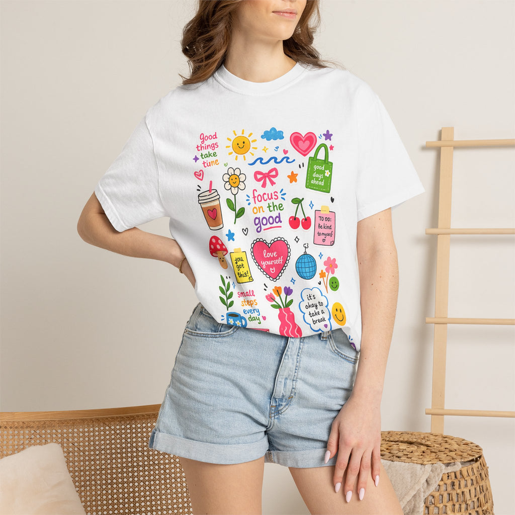 Positive Doodles Graphic T-Shirt — "Focus on the Good" Inspirational Tee
