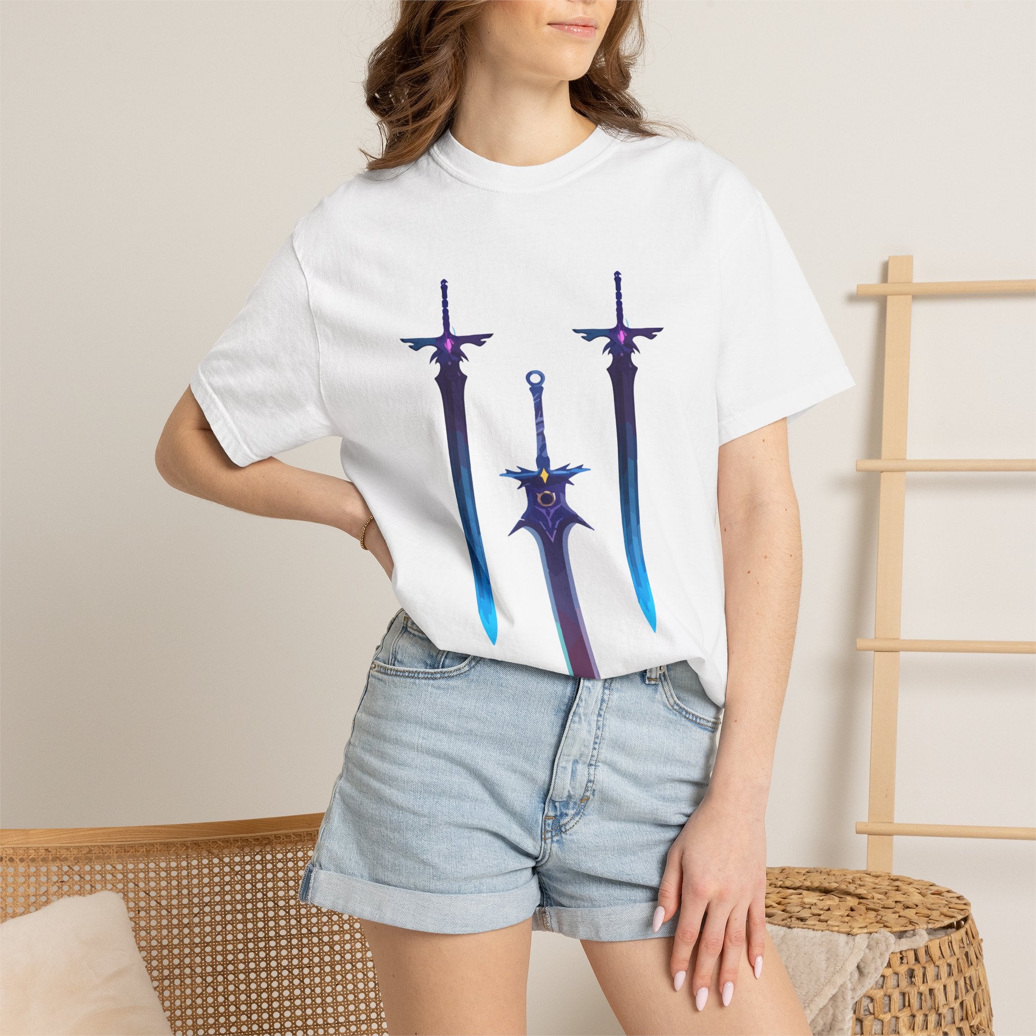 Magical Aura Swords Graphic Printed T-shirt — Pastel Fantasy Magical Swords