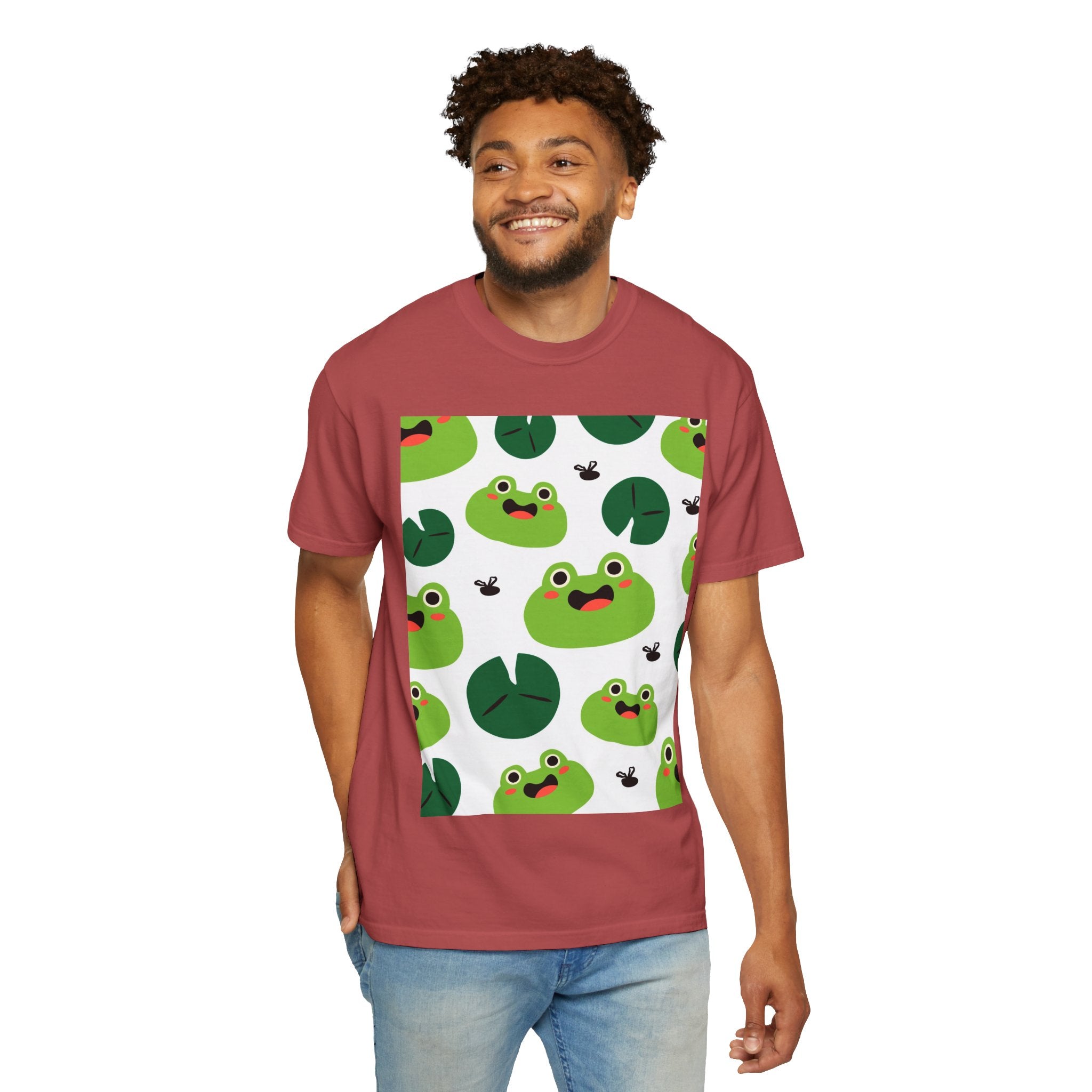 Frog Pattern T-Shirt — Cute Lily Pad Frogs Graphic Tee