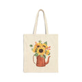 Sunflower Teapot Canvas Tote Bag — Floral Farmer's Market Grocery Tote