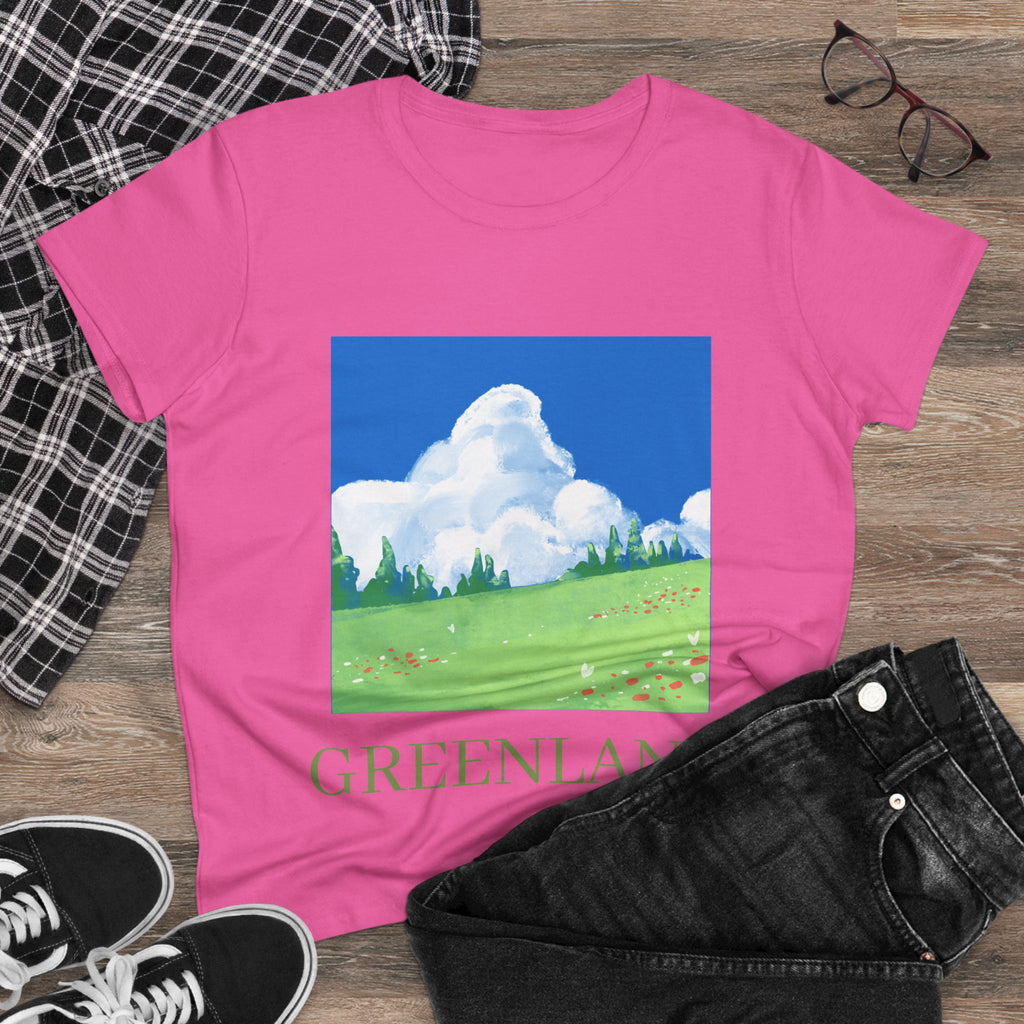 Greenland Scenic Tee — Pastel Meadow Graphic T‑Shirt
