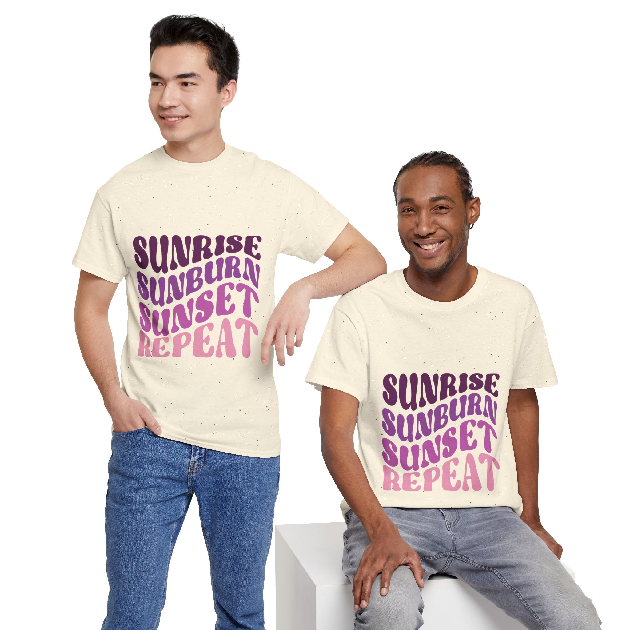 Sunrise Sunburn Sunset Repeat Retro Beach Tee