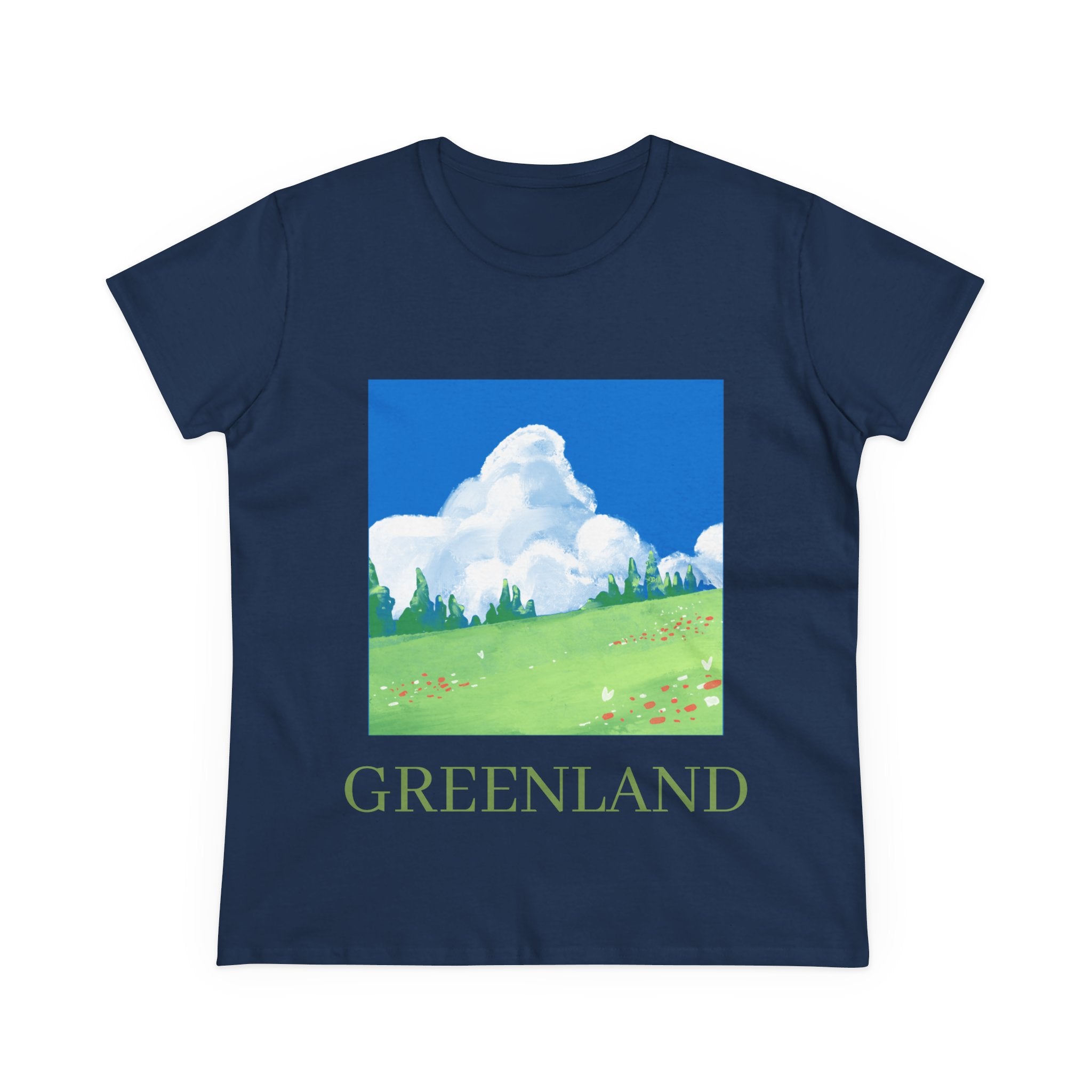Greenland Scenic Tee — Pastel Meadow Graphic T‑Shirt