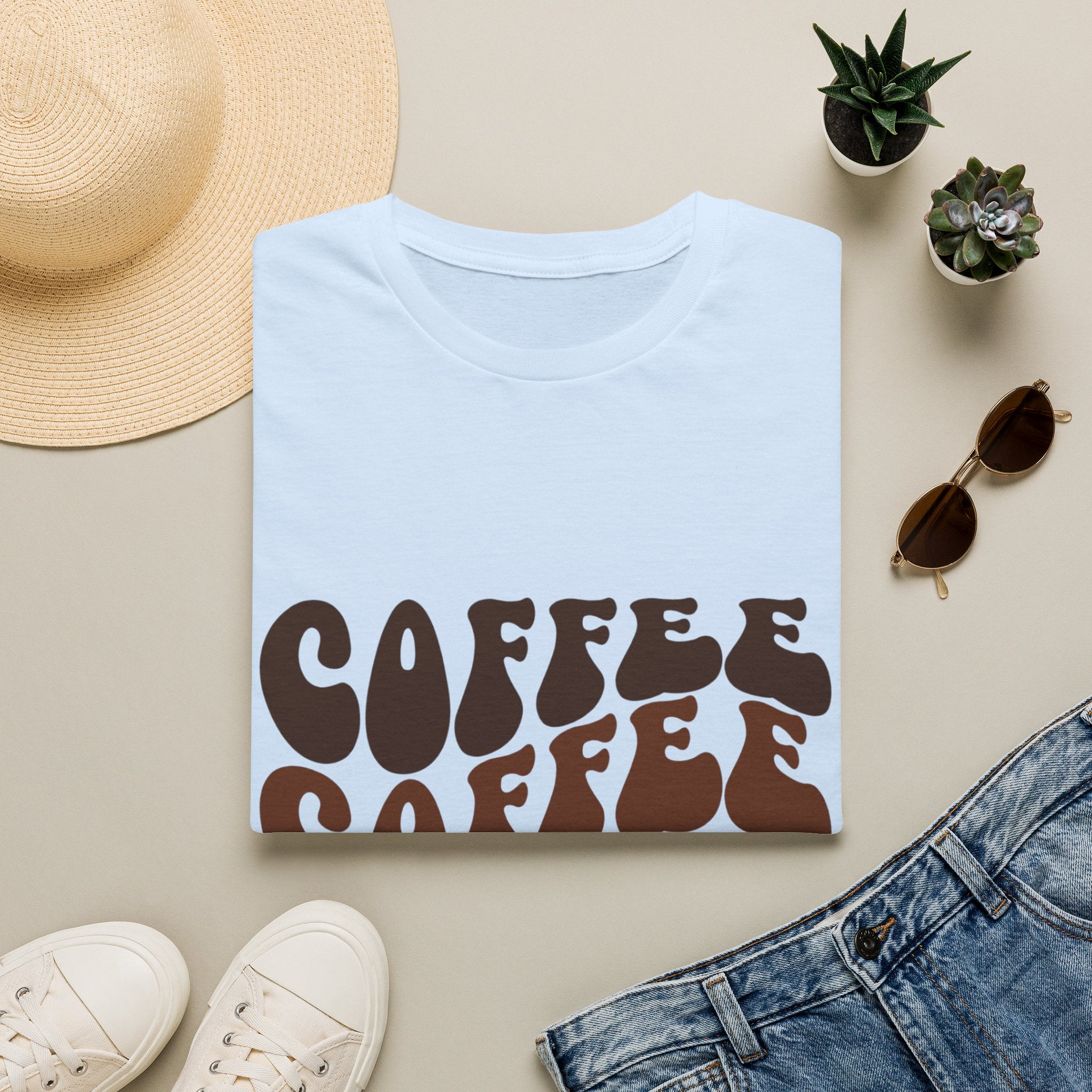 Coffee Layered Text T-Shirt - Coffee Aesthetic vibe T-shirt