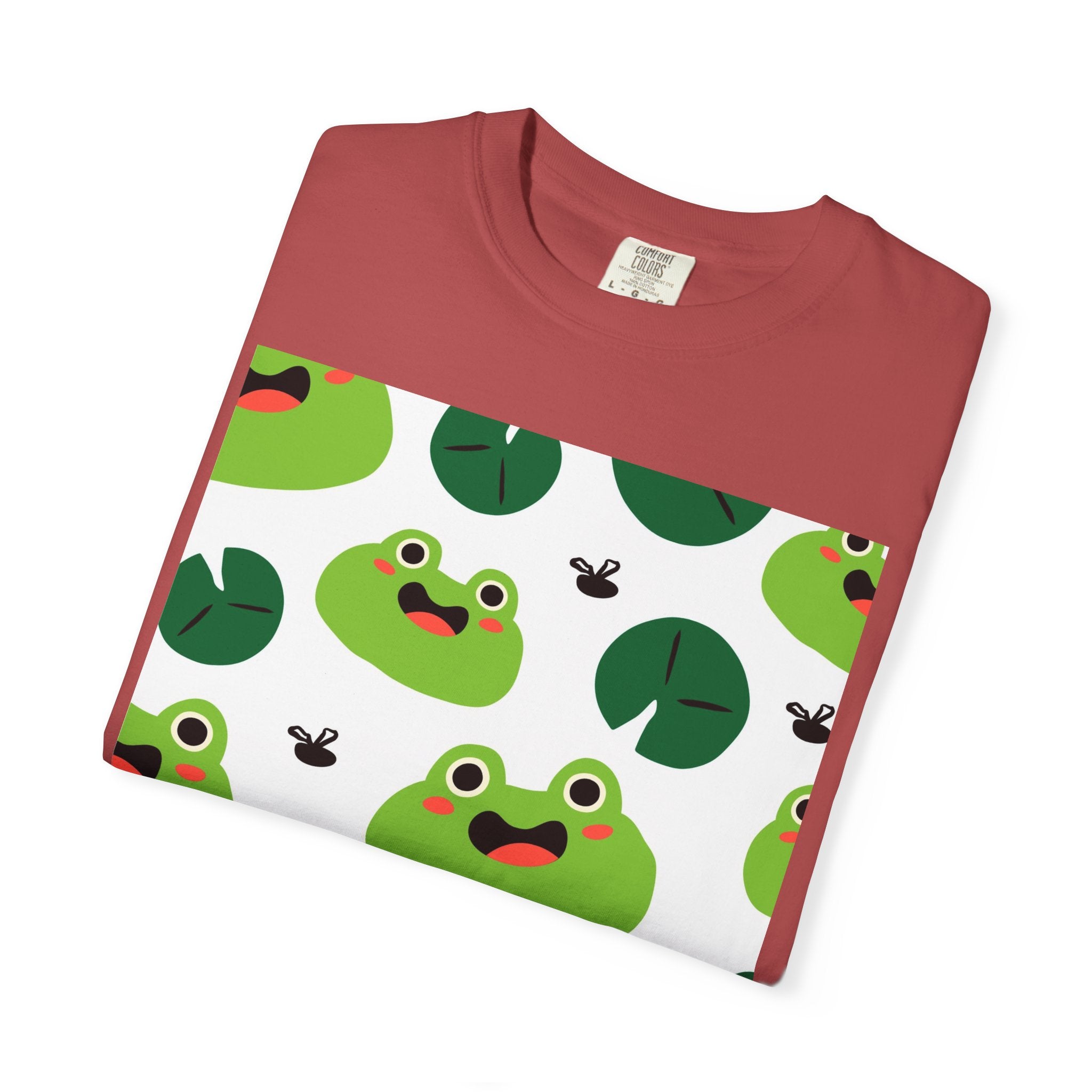Frog Pattern T-Shirt — Cute Lily Pad Frogs Graphic Tee