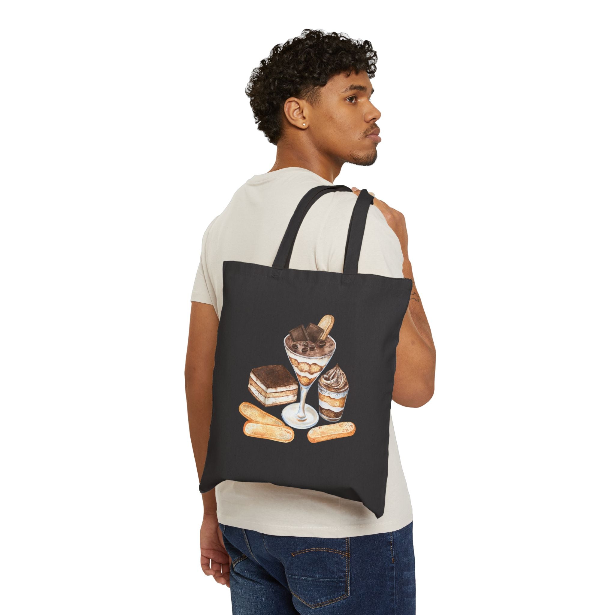 Tiramisu Dessert Lover Canvas Tote Bag — Classic Pastry Cotton Tote